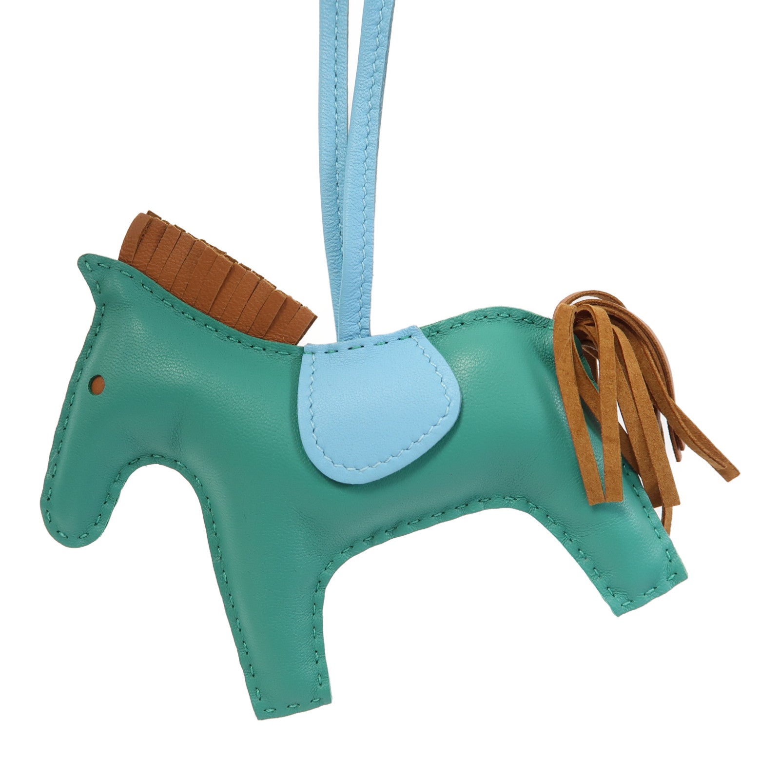 HERMES 【激減優惠】皮革Rodeo GM掛飾綠色/藍色/啡色