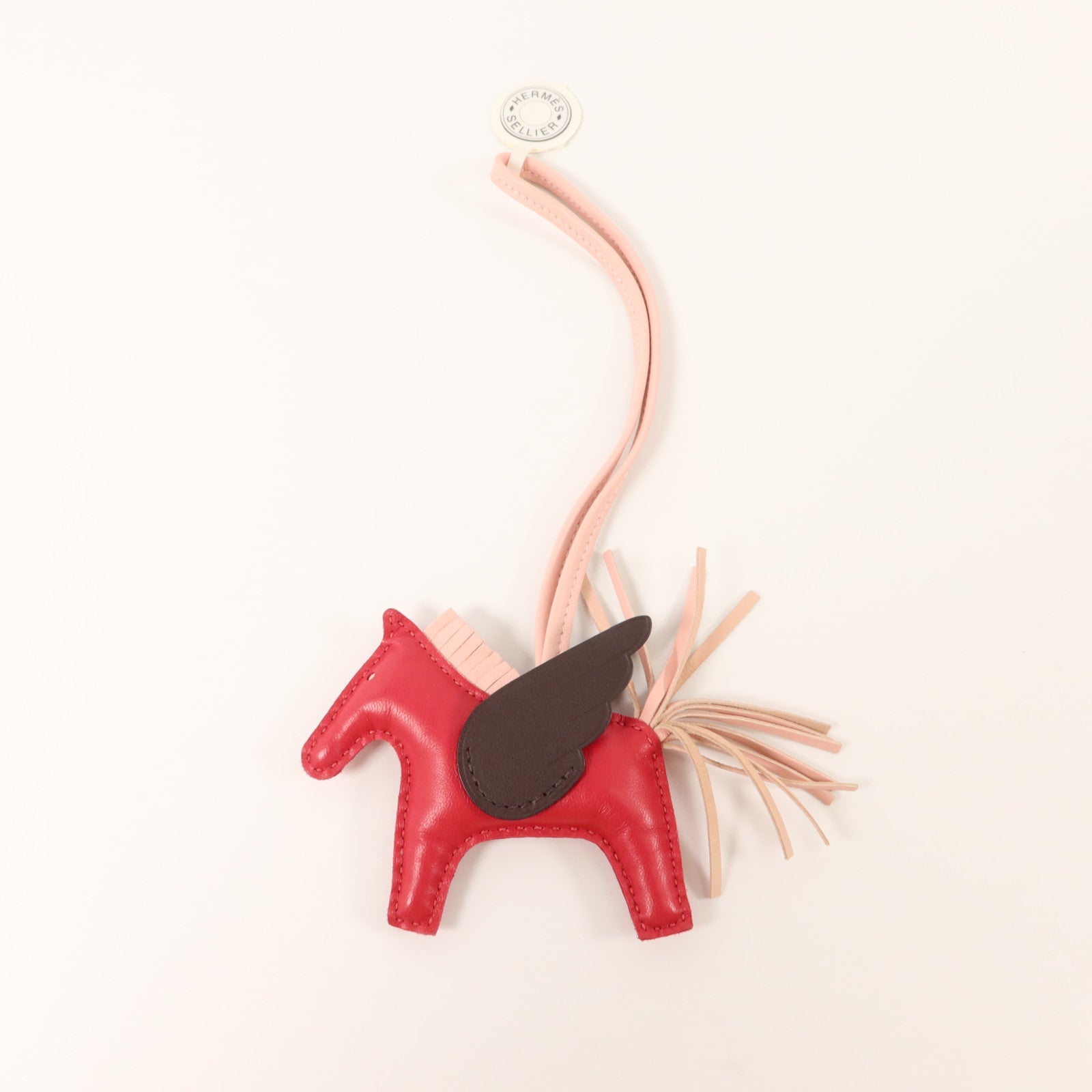 HERMES Milo皮革Rodeo Pegase PM掛飾Framboise/Rose Sakura/Rouge Sellier