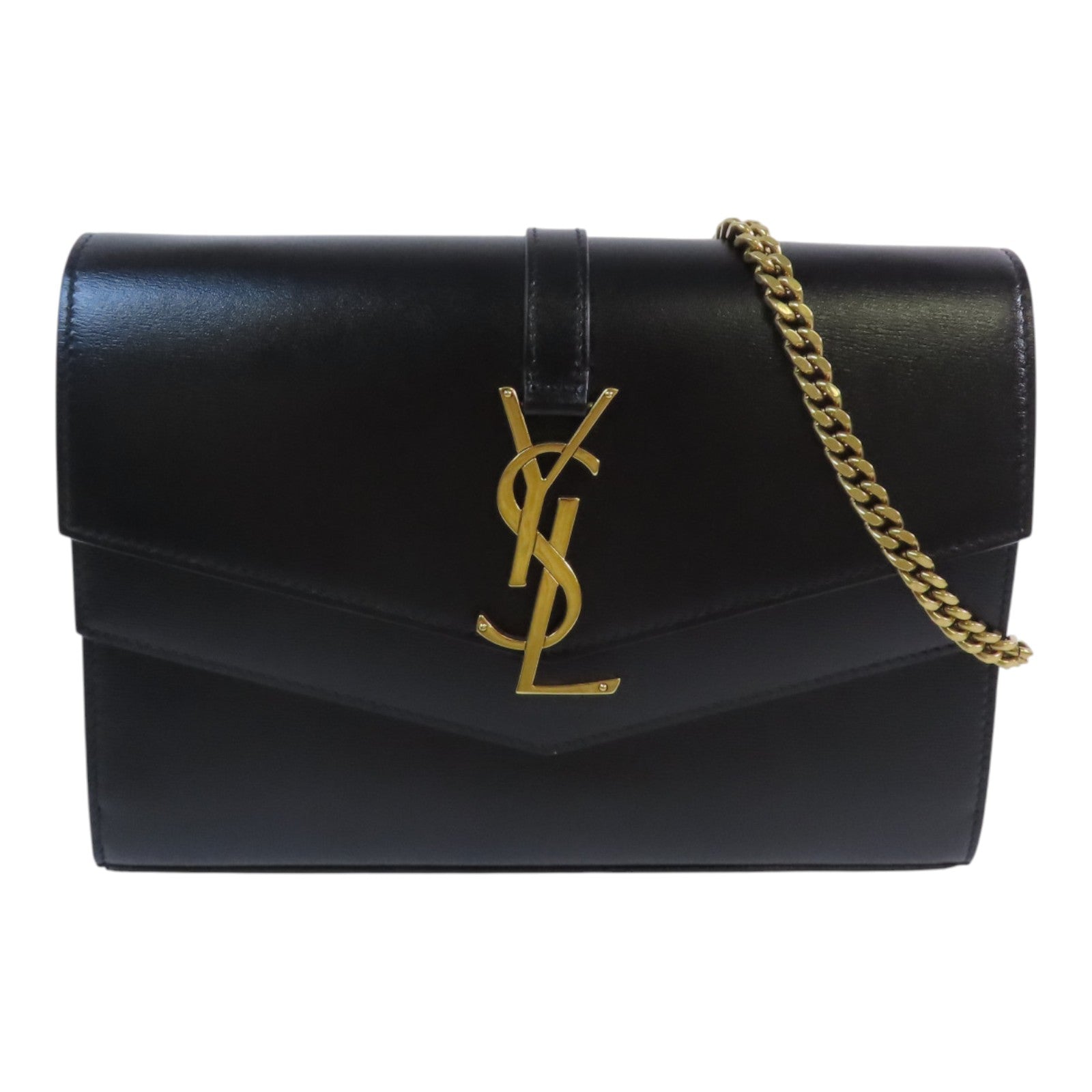 SAINT LAURENT 牛皮皮革Sulpice金扣鏈帶肩背袋