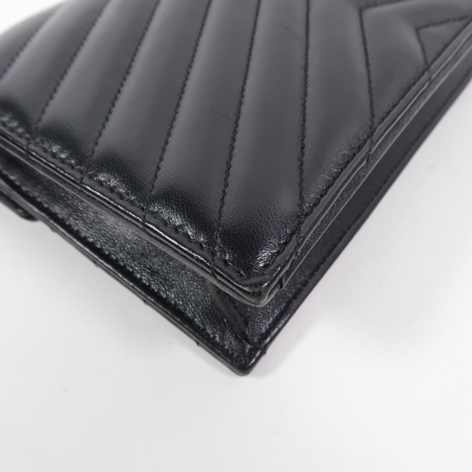 SAINT LAURENT 羊皮皮革Cassandre Wallet On Chain鏈帶肩背袋