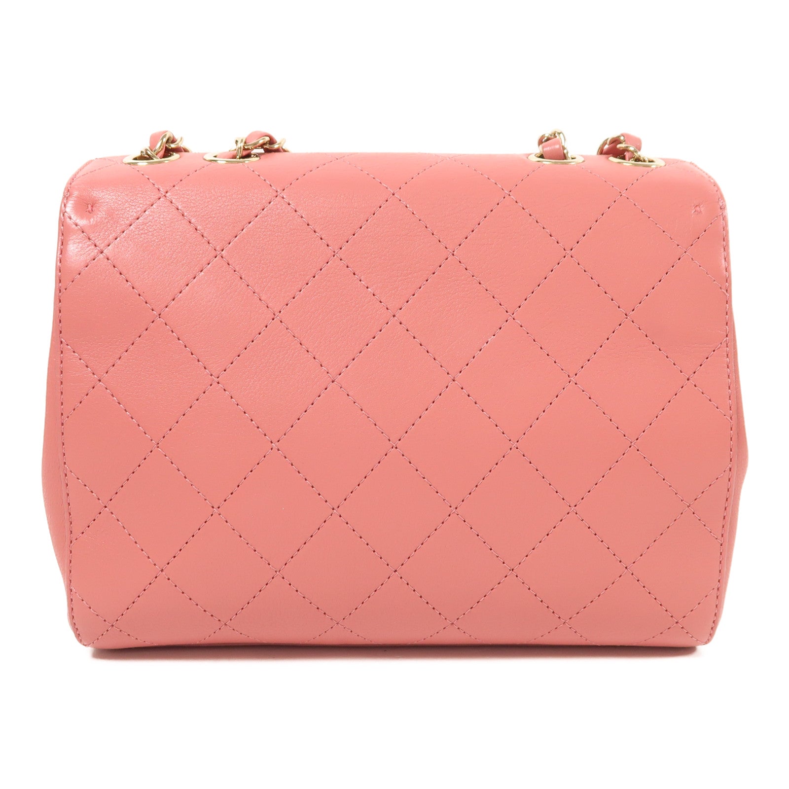 CHANEL 牛皮皮革Chain Shoulder金扣鏈帶肩背袋