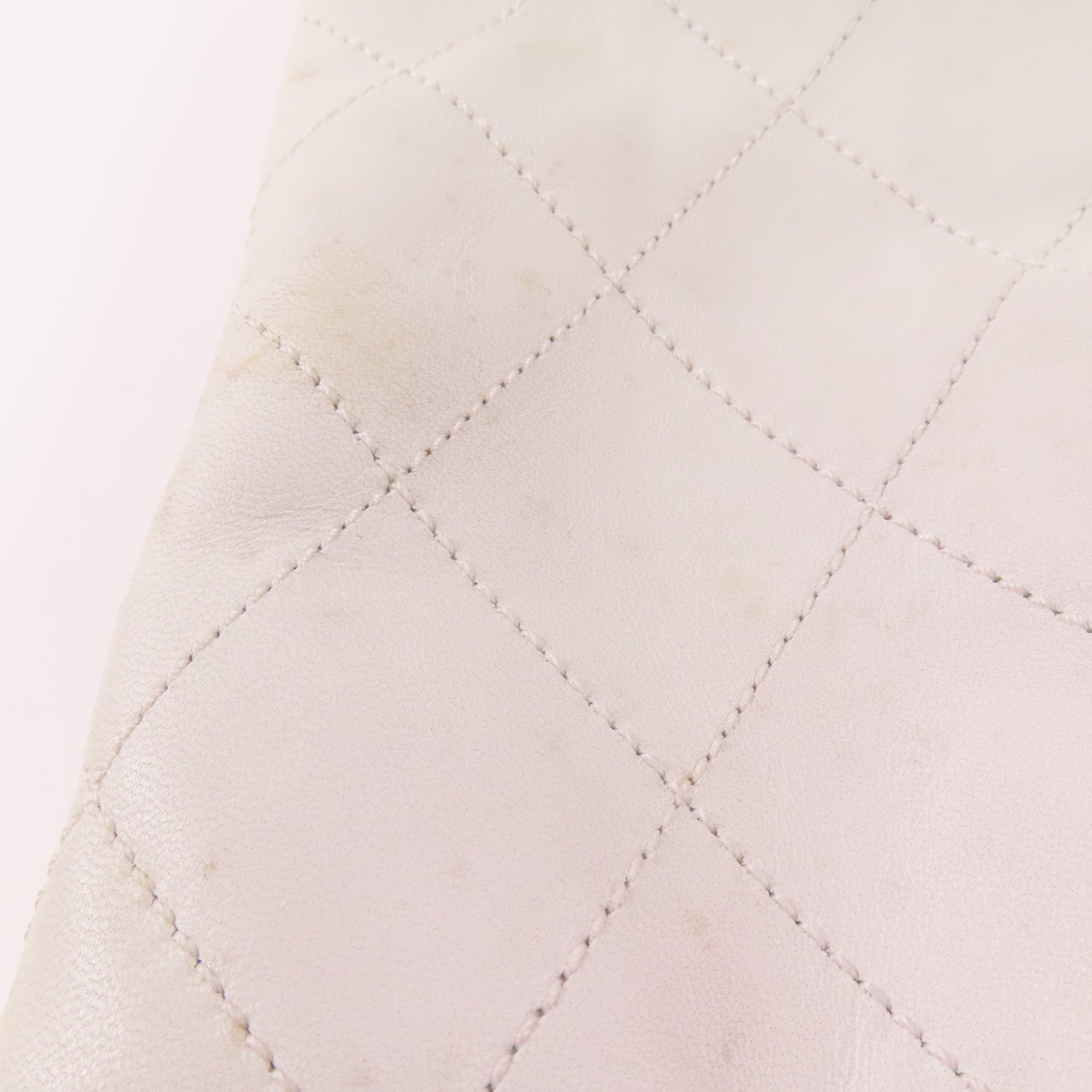 CHANEL CC Hand Bag Lambskin Leather White