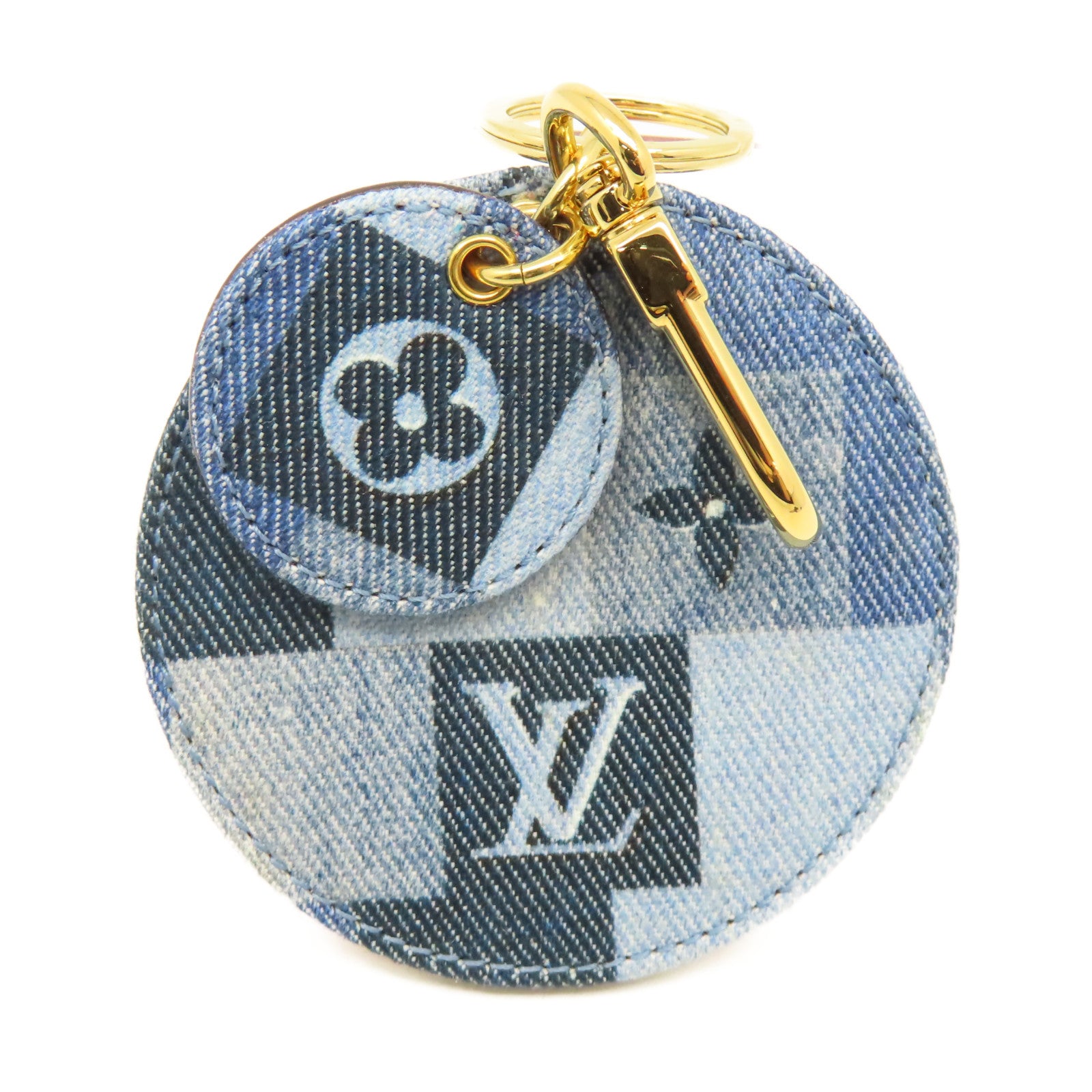 LOUIS VUITTON 【激減優惠】Monogram Denim Key Ring掛飾藍色/紅色
