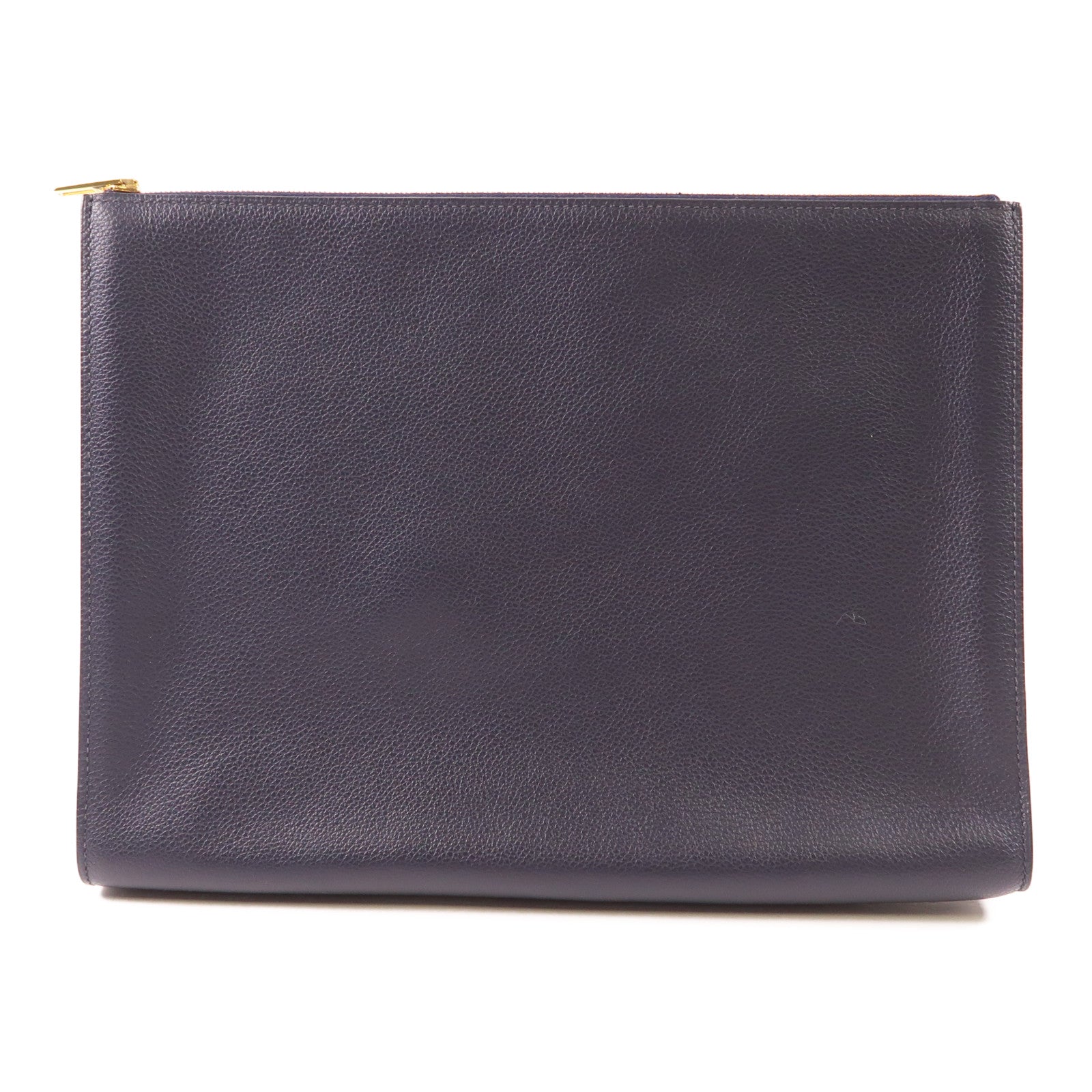 HERMES Evercolor皮革Zipengo GM金扣手拿包Bleu Nuit