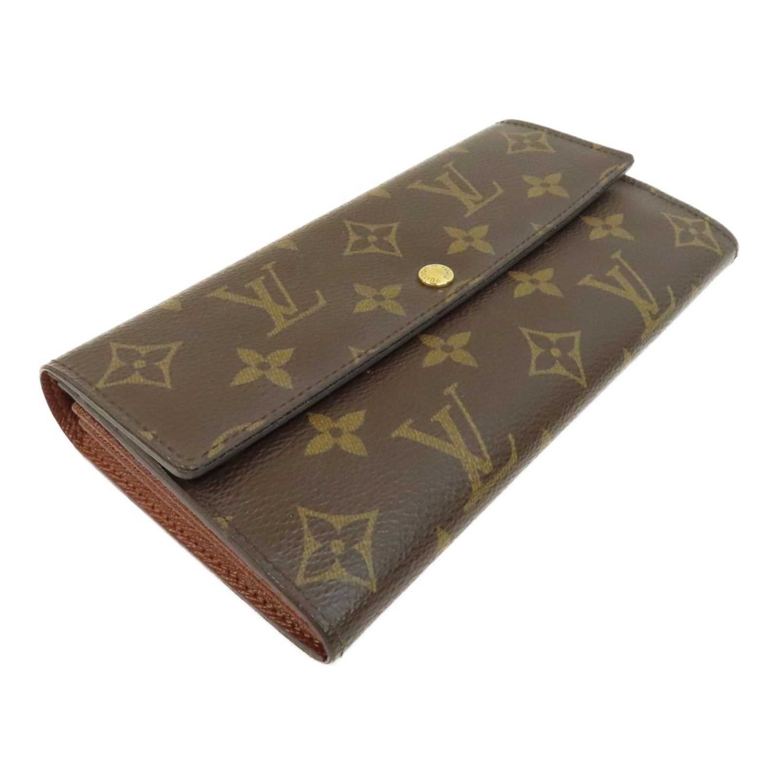 LOUIS VUITTON Monogram Sarah Long Wallet金扣長錢包啡色