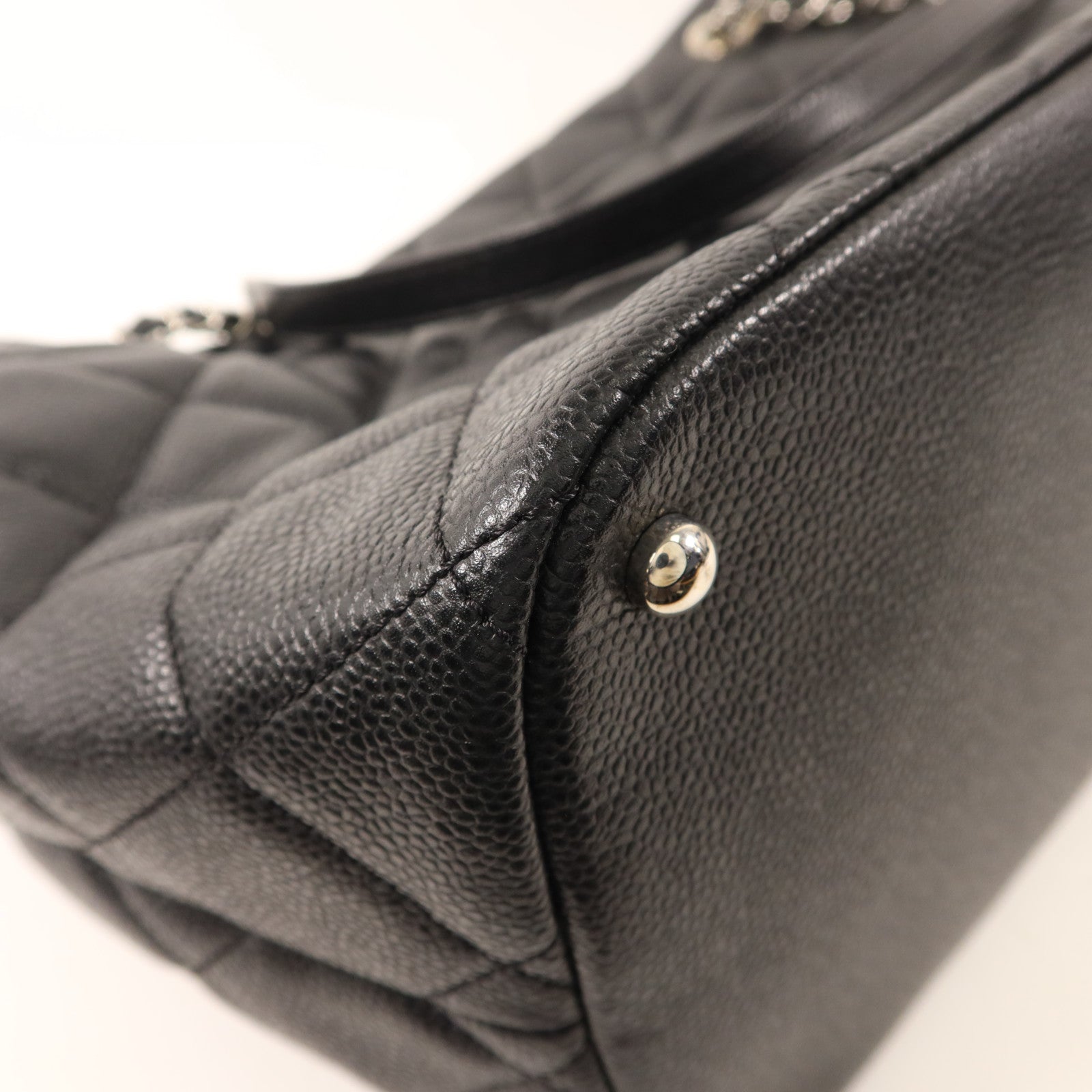 CHANEL 牛皮皮革Tote Bag銀扣鏈帶手挽袋