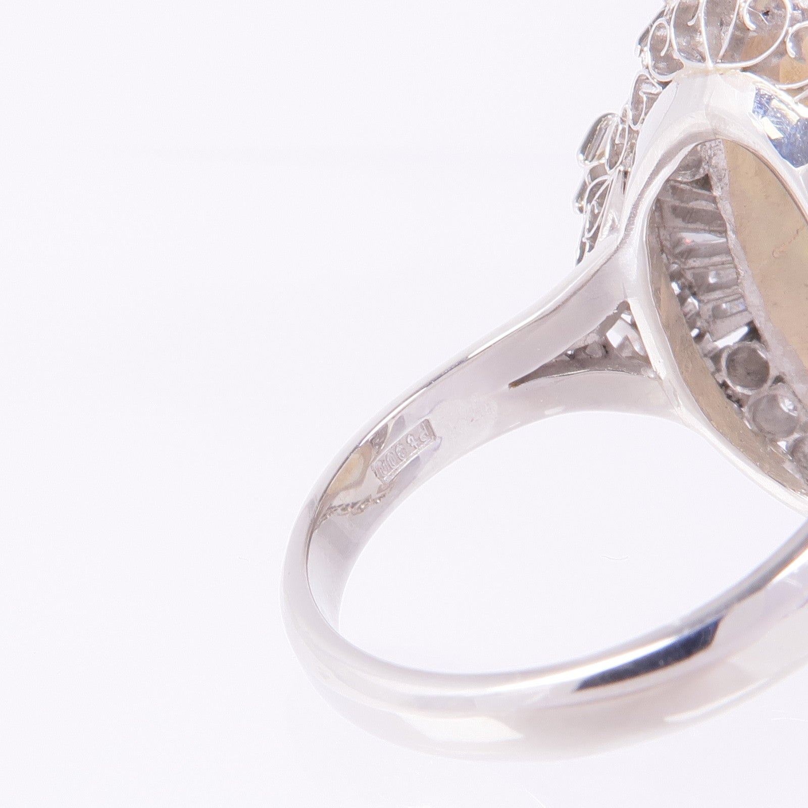 JEWELRY PT900鉑金Opal Diamond Ring蛋白石/鑽石戒指US#7.75