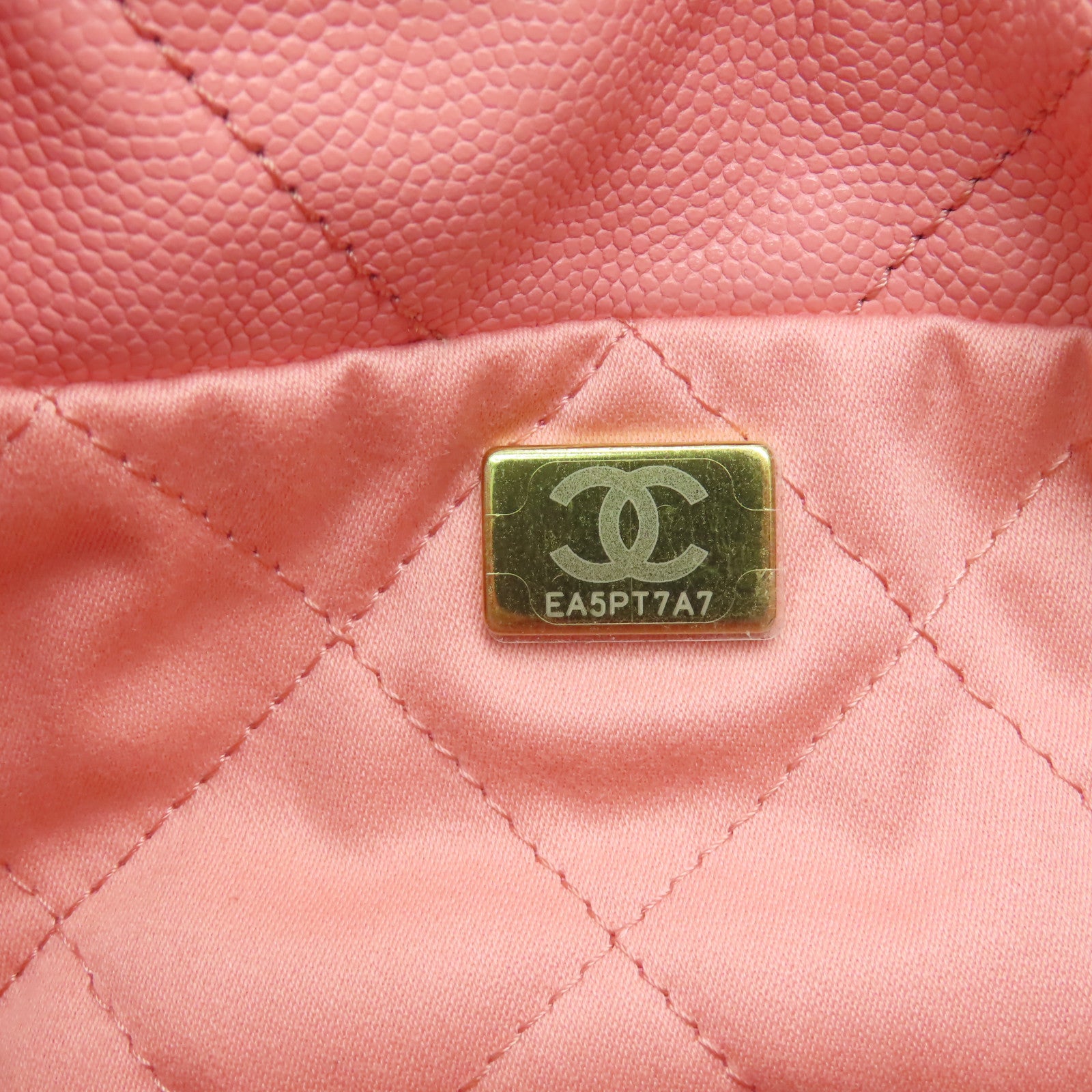 CHANEL 【激減優惠】Caviar皮革Mini 22金扣肩背袋粉紅色