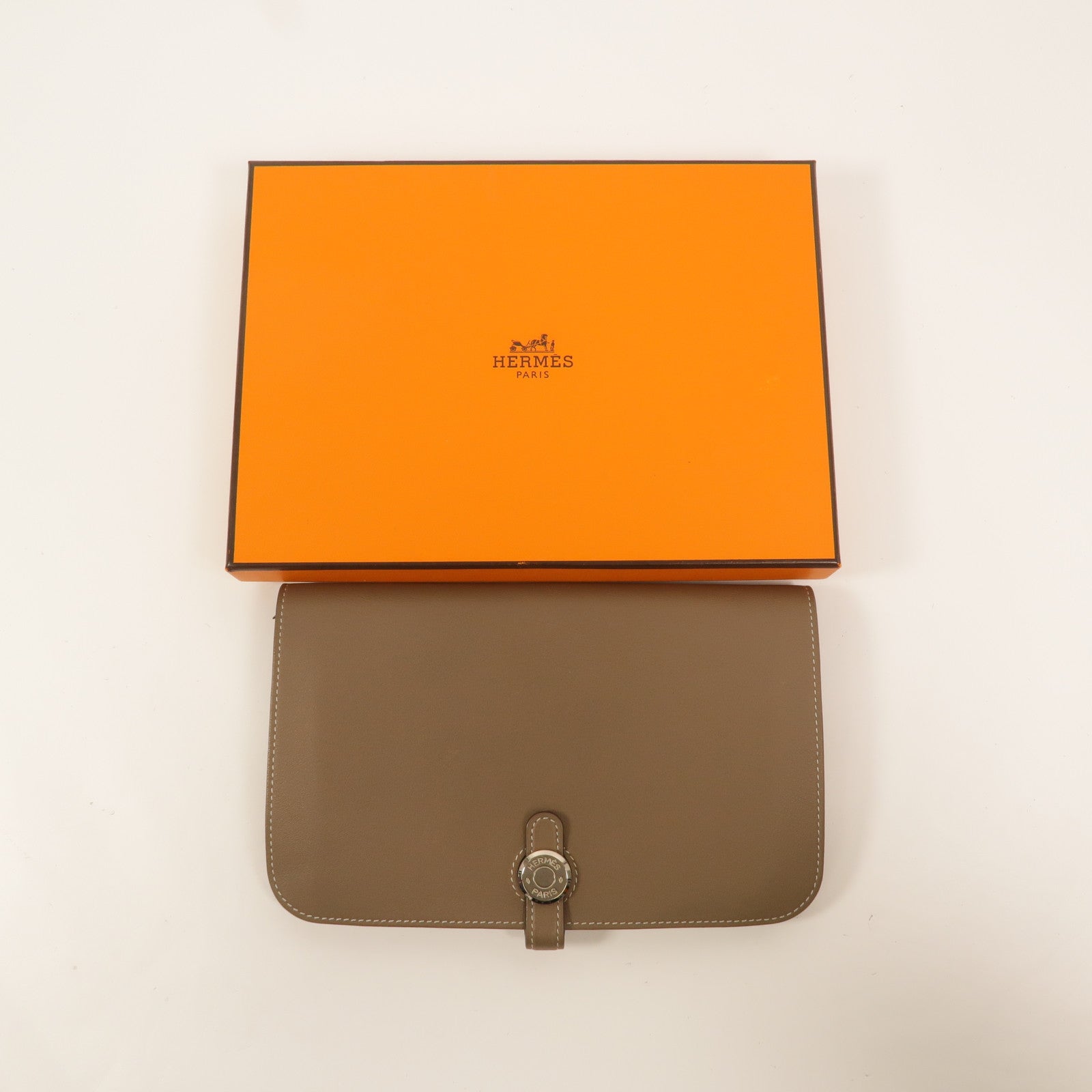 HERMES Swift皮革Dogon MM長錢包Etoupe