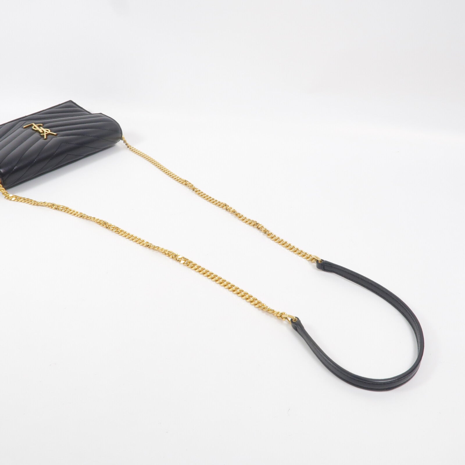 SAINT LAURENT 羊皮皮革Cassandre Wallet On Chain鏈帶肩背袋