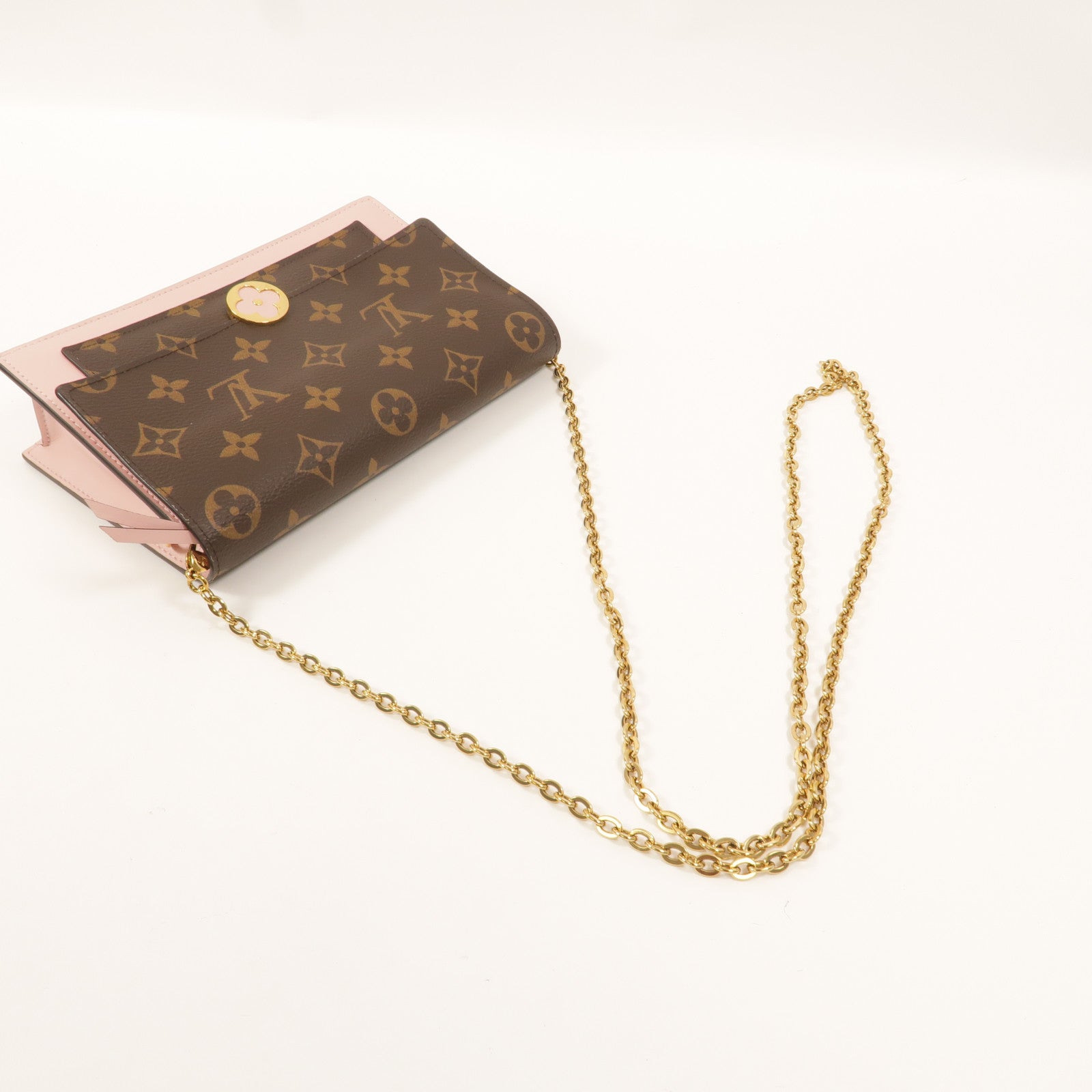LOUIS VUITTON Monogram Flore Chain Wallet鏈帶肩背袋
