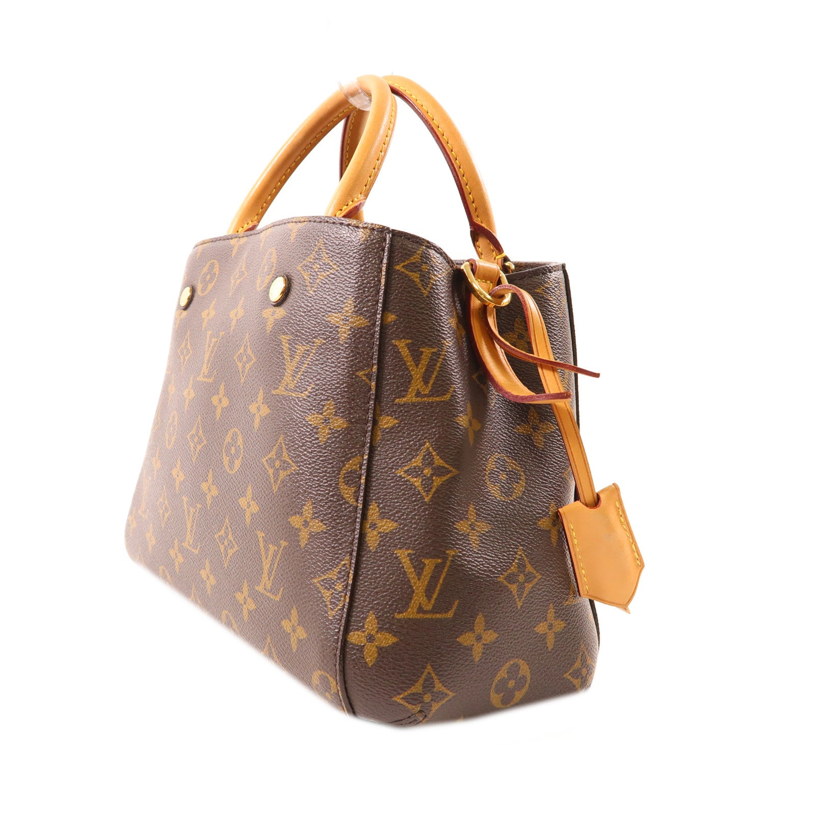 LOUIS VUITTON Monogram Montaigne BB金扣手挽肩背兩用袋棕色