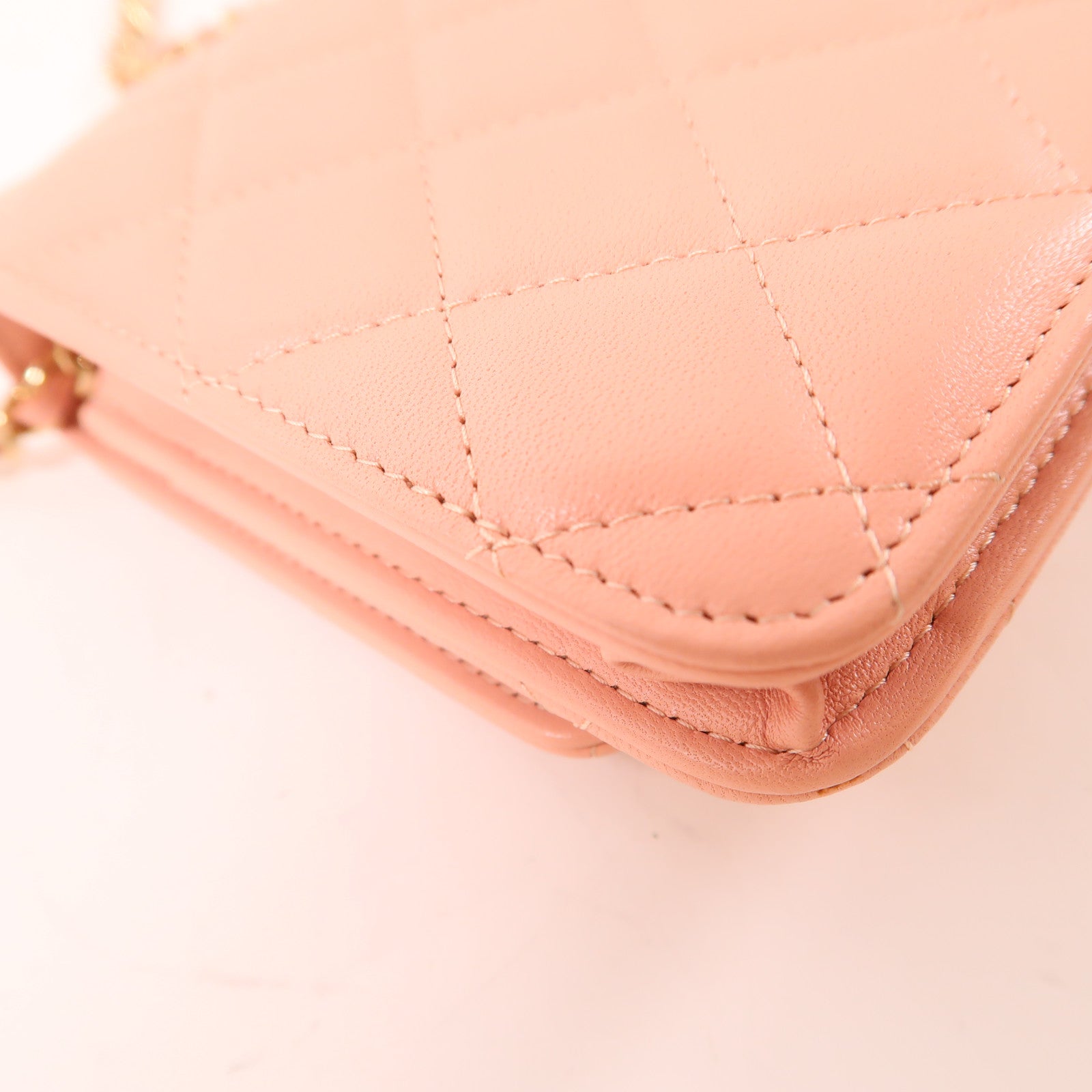 CHANEL CC GHW Chain Shoulder Bag Lambskin Leather Pink