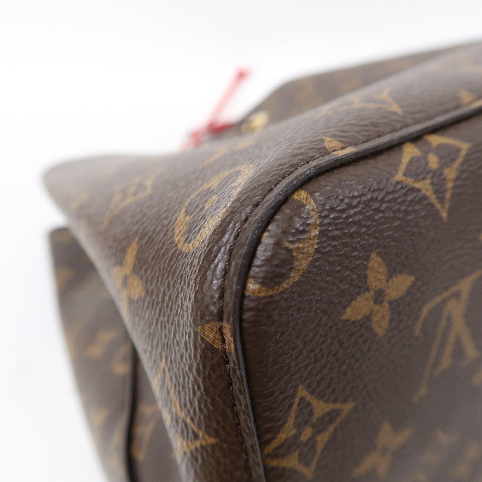LOUIS VUITTON Monogram Neo Noe MM金扣肩背袋啡色/紅色