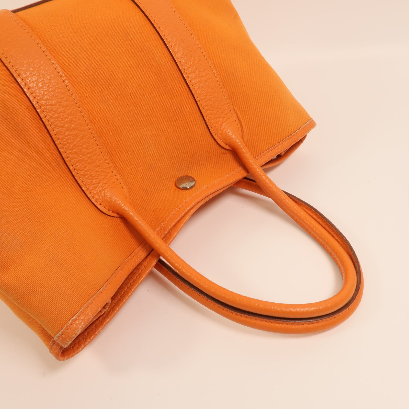 HERMES 帆布Garden Party TPM銀扣手挽袋Orange
