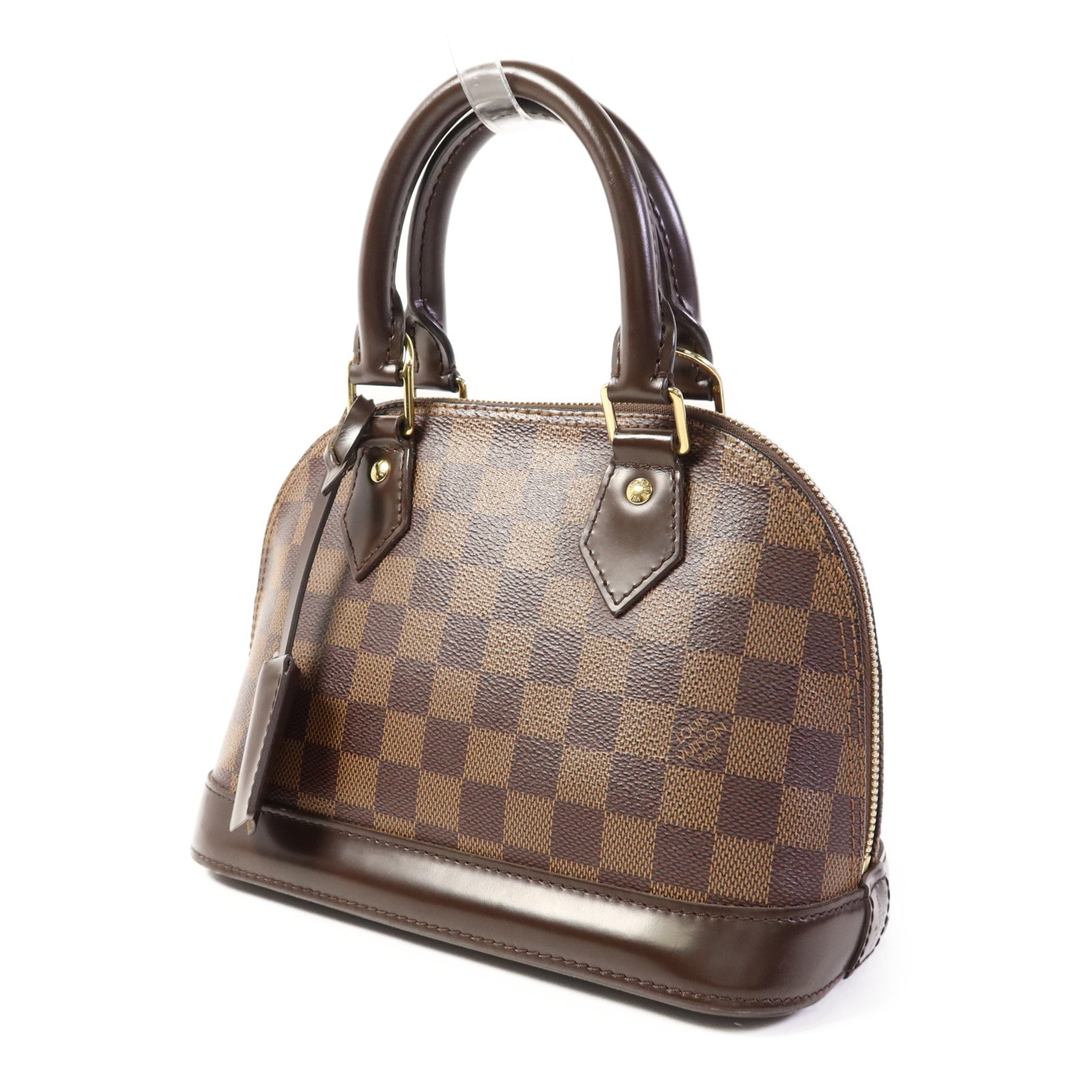 LOUIS VUITTON Damier Alma BB金扣手挽肩背兩用袋棕色