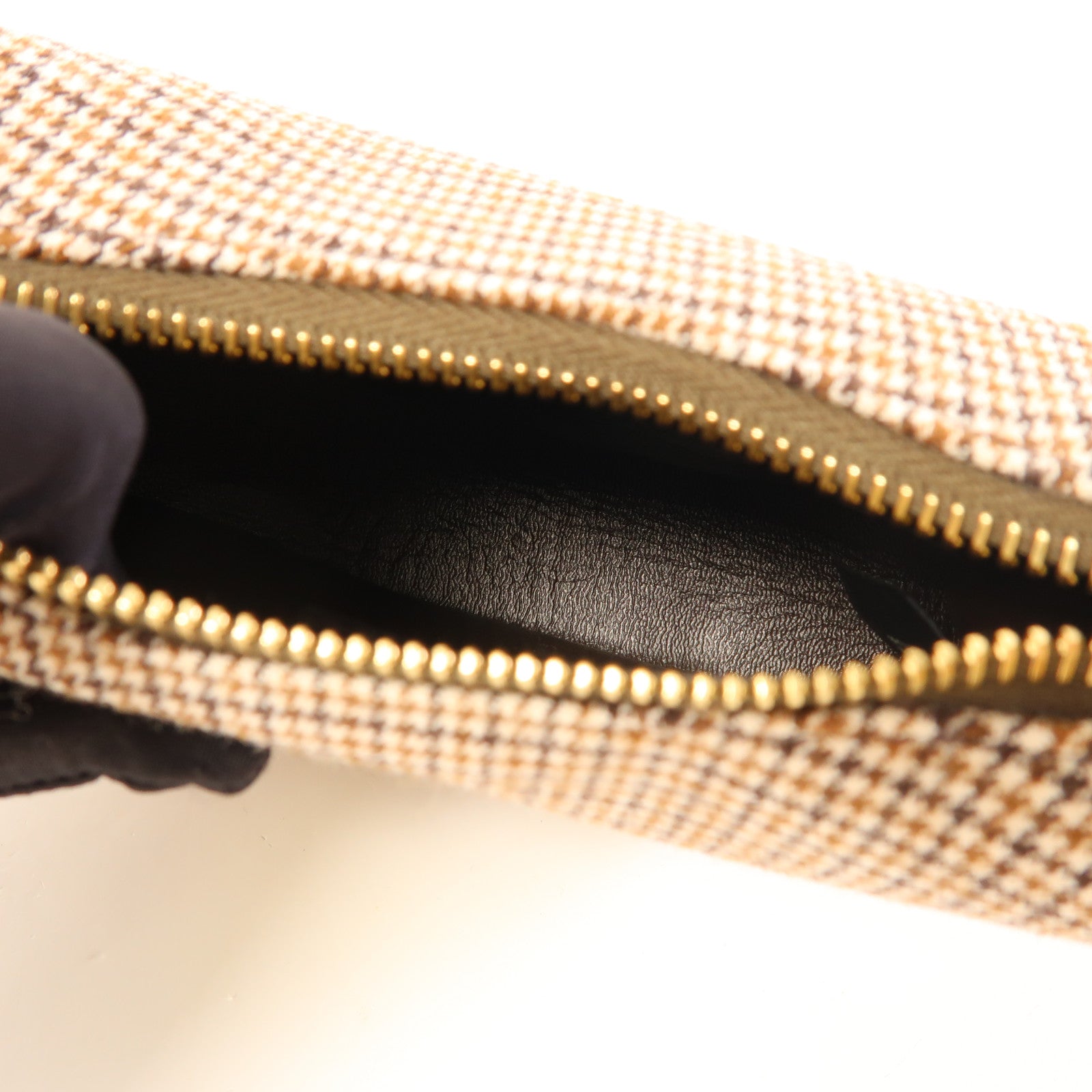 FENDI GHW Nano Fendigraphy Hand Bag Wool Brown