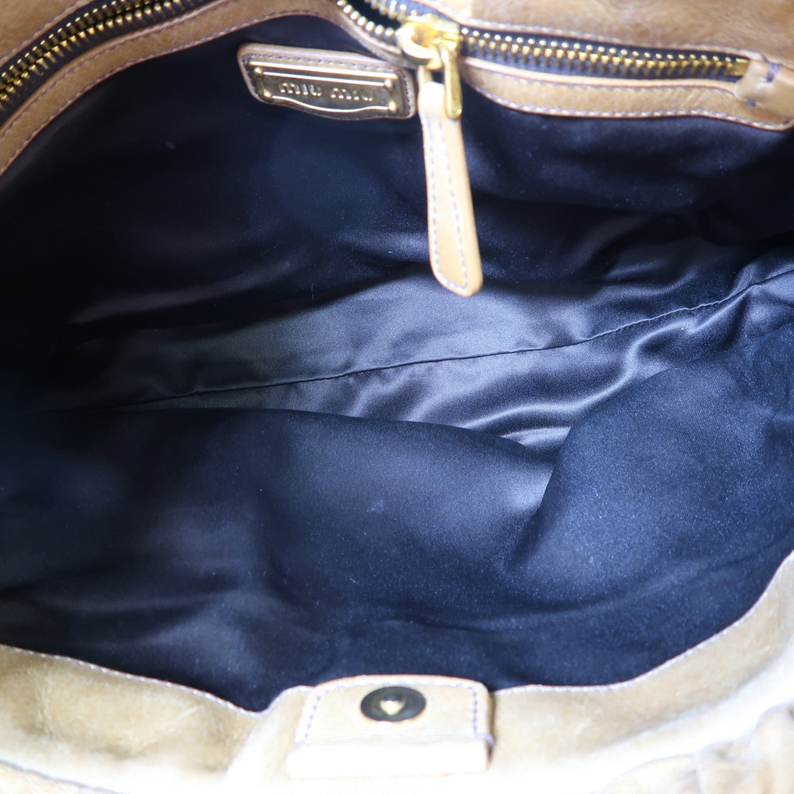 Miu Miu 牛皮皮革2 Way Shoulder金扣手挽肩背兩用袋啡色