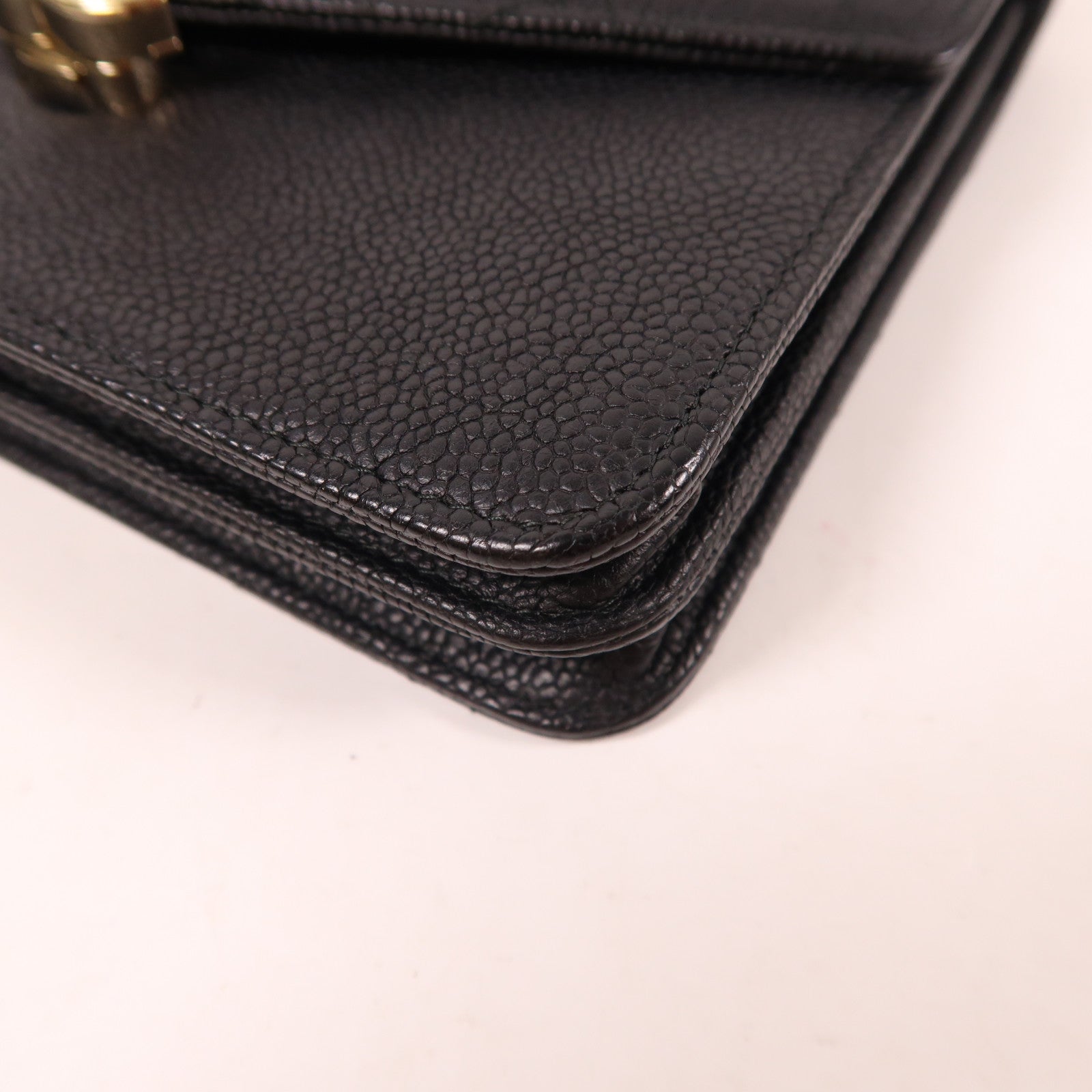 CHANEL CC GHW Chain Shoulder Bag Calfskin Leather Black