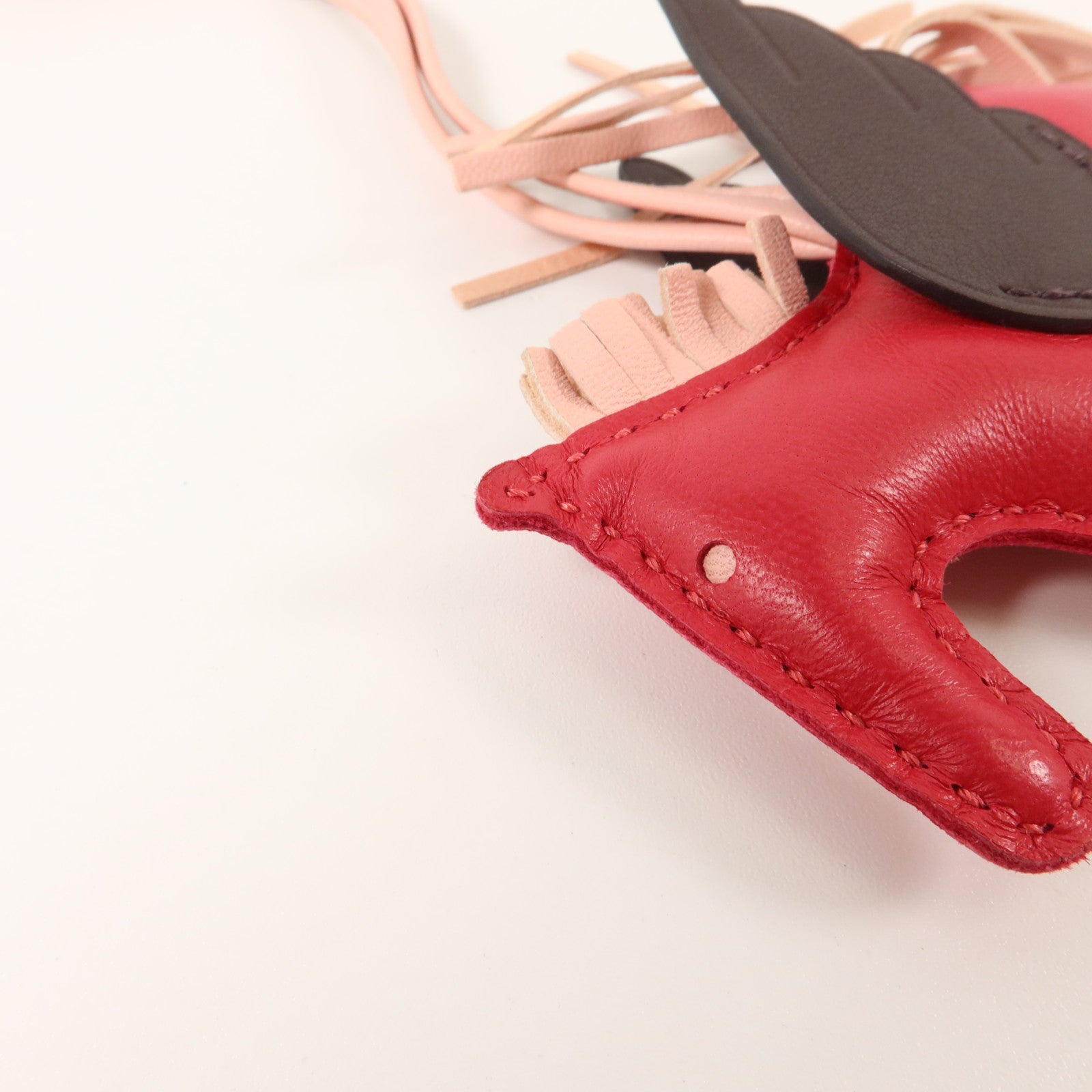 HERMES Milo皮革Rodeo Pegase PM掛飾Framboise/Rose Sakura/Rouge Sellier