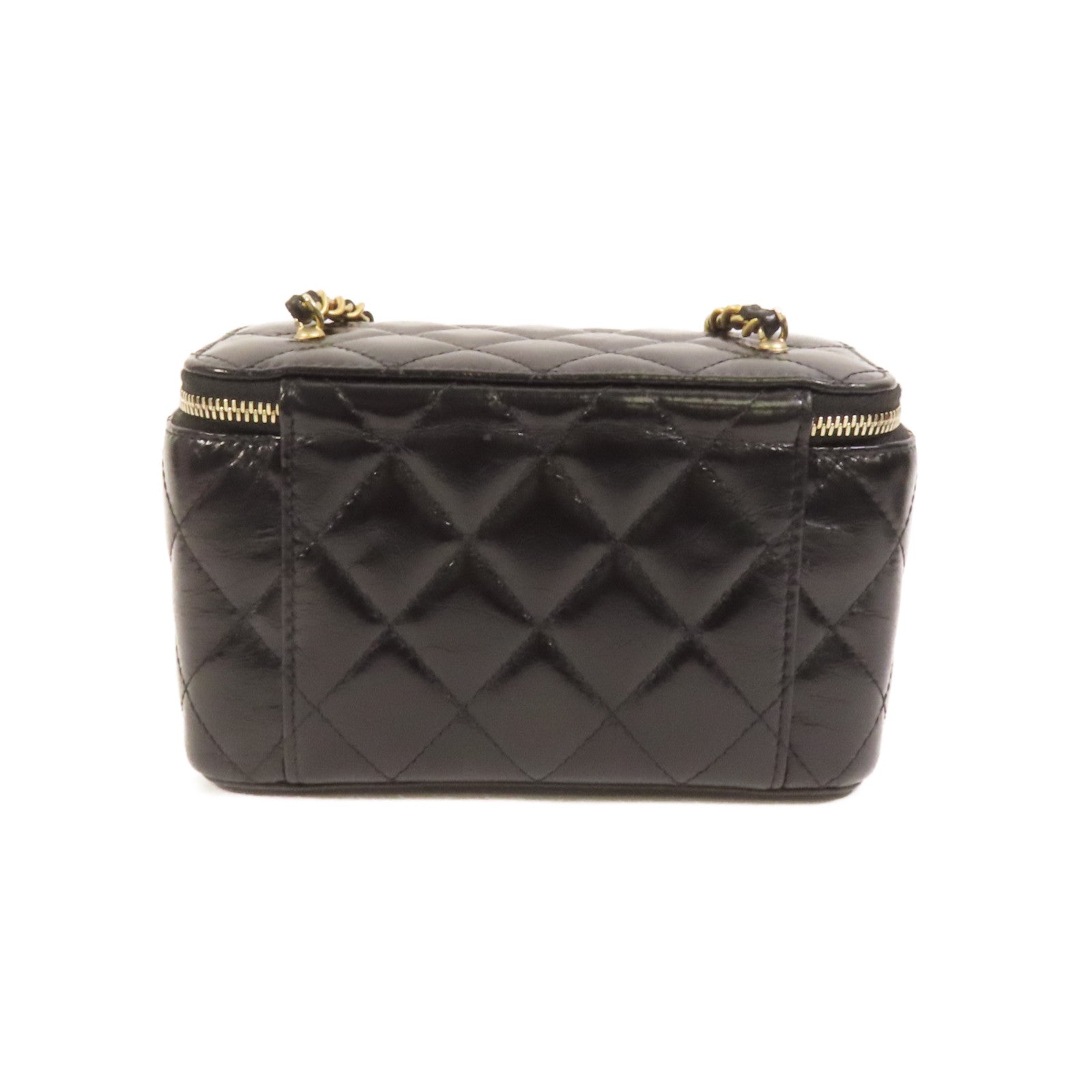 CHANEL 牛皮皮革Vanity Case金扣鏈帶肩背袋