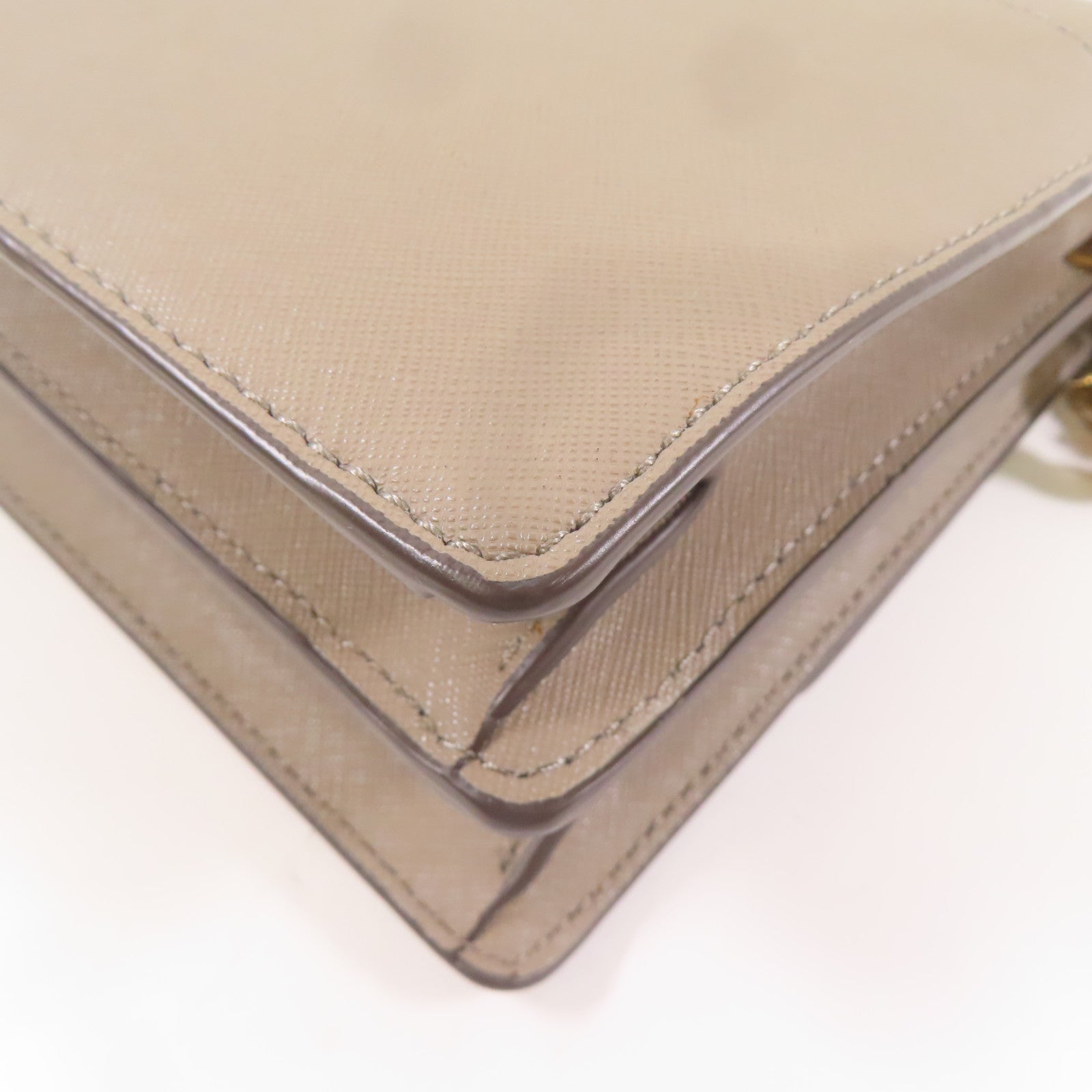 Tory Burch 牛皮皮革Shoulder Bag金扣肩背袋卡其色