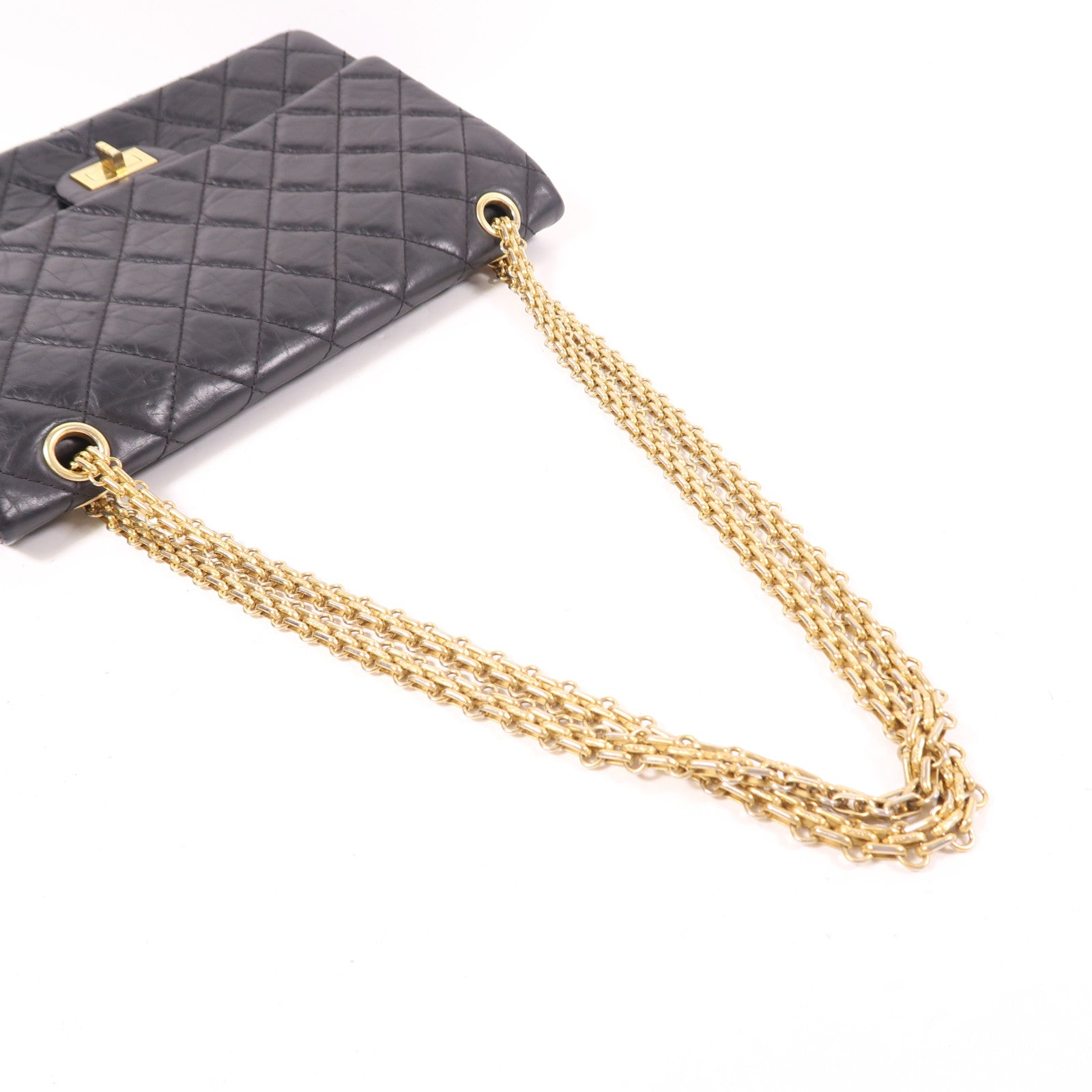 CHANEL 牛皮皮革2.55 Medium金扣鏈帶肩背袋