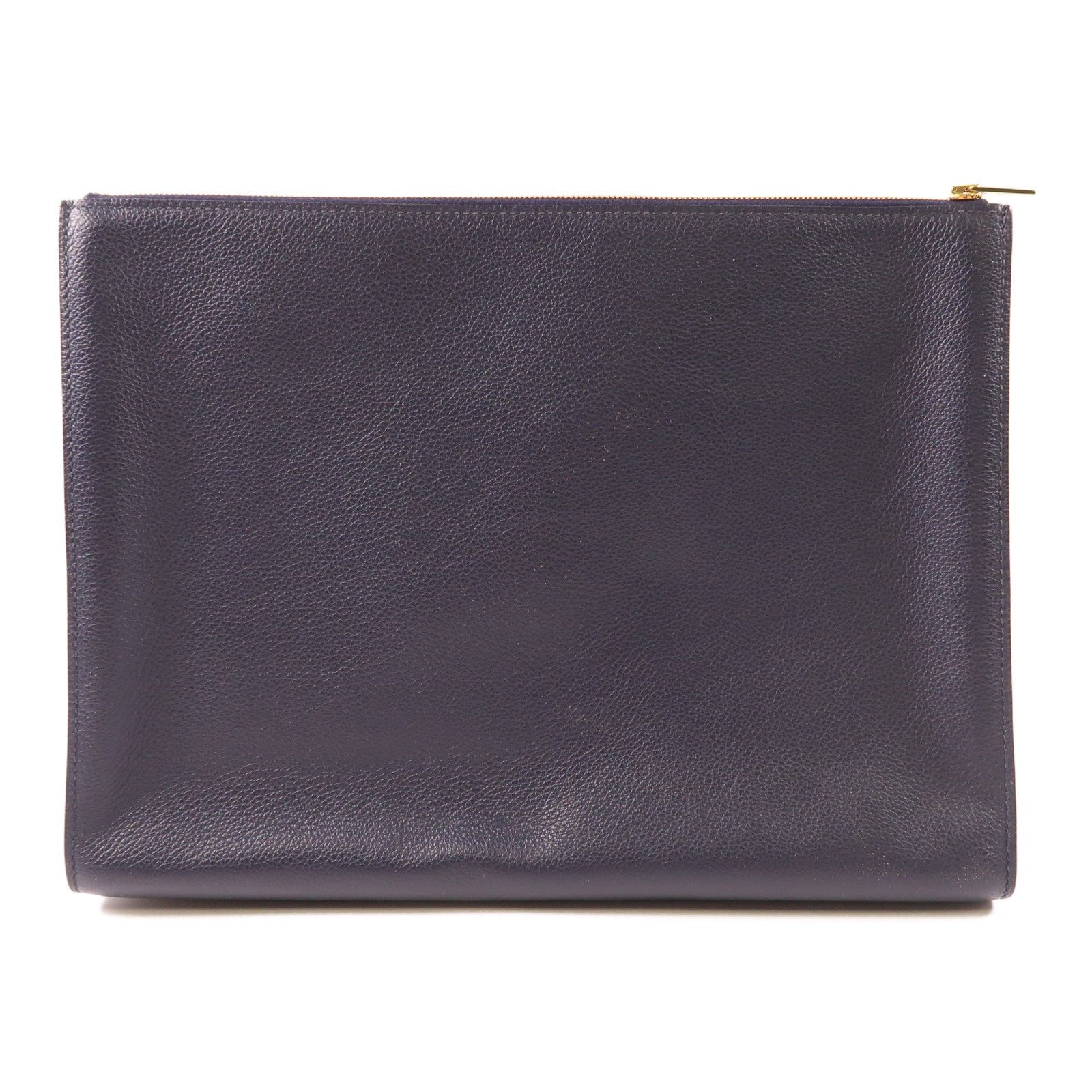HERMES Evercolor皮革Zipengo GM金扣手拿包Bleu Nuit