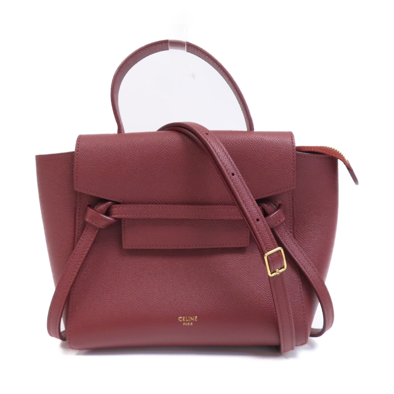CELINE 牛皮皮革Nano Belt Bag金扣手挽肩背兩用袋紅色