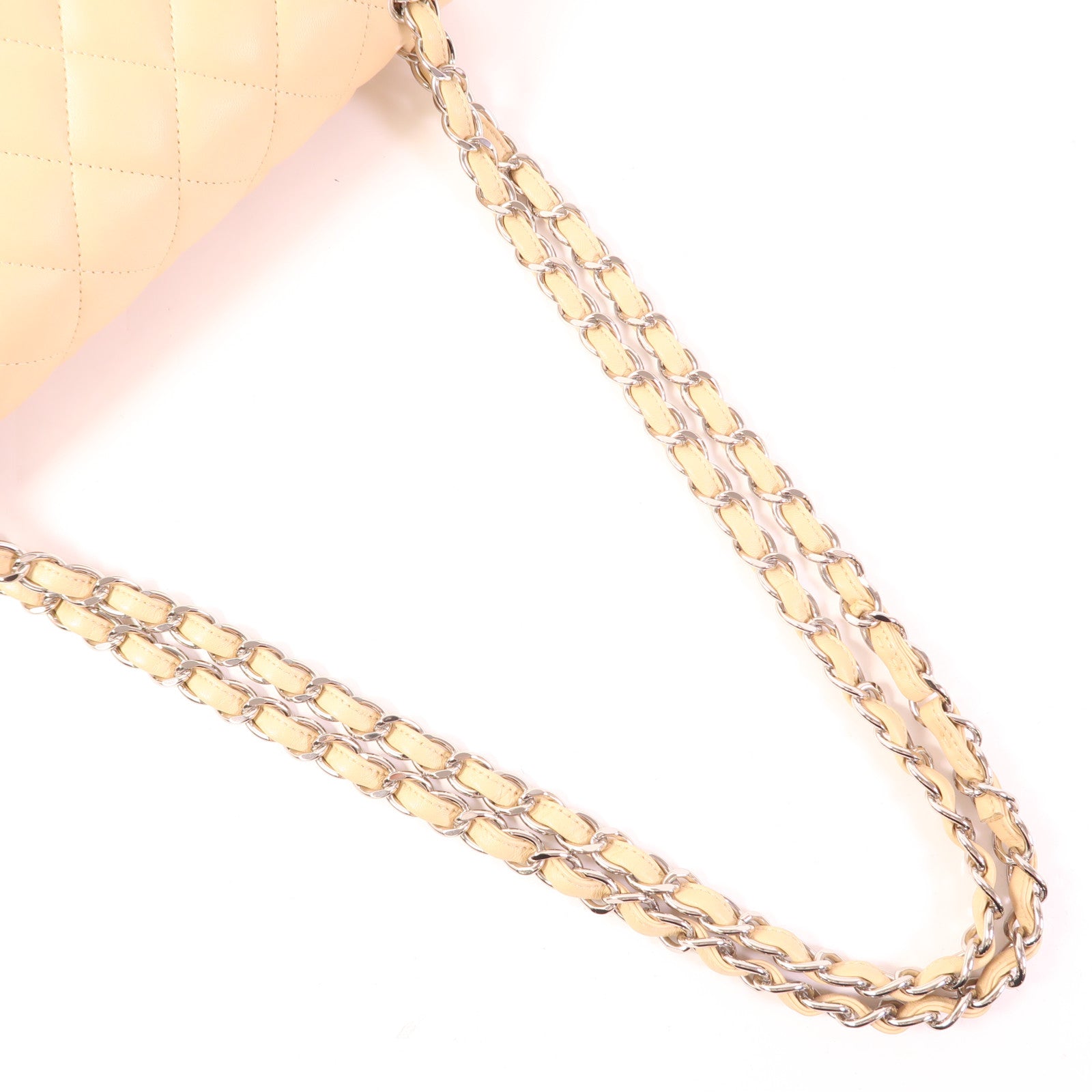 CHANEL 羊皮皮革Large Classic銀扣鏈帶肩背袋