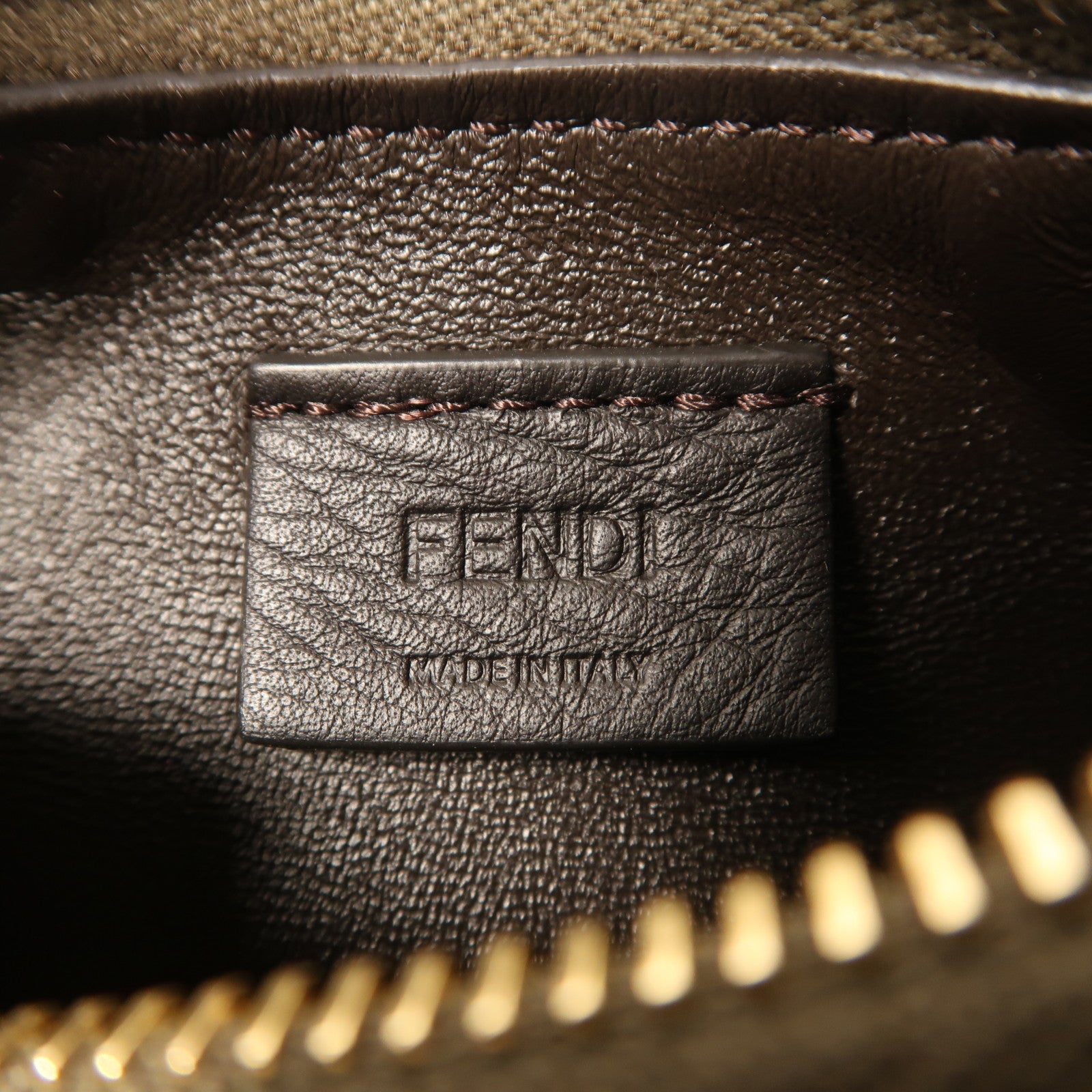 FENDI GHW Nano Fendigraphy Hand Bag Wool Brown