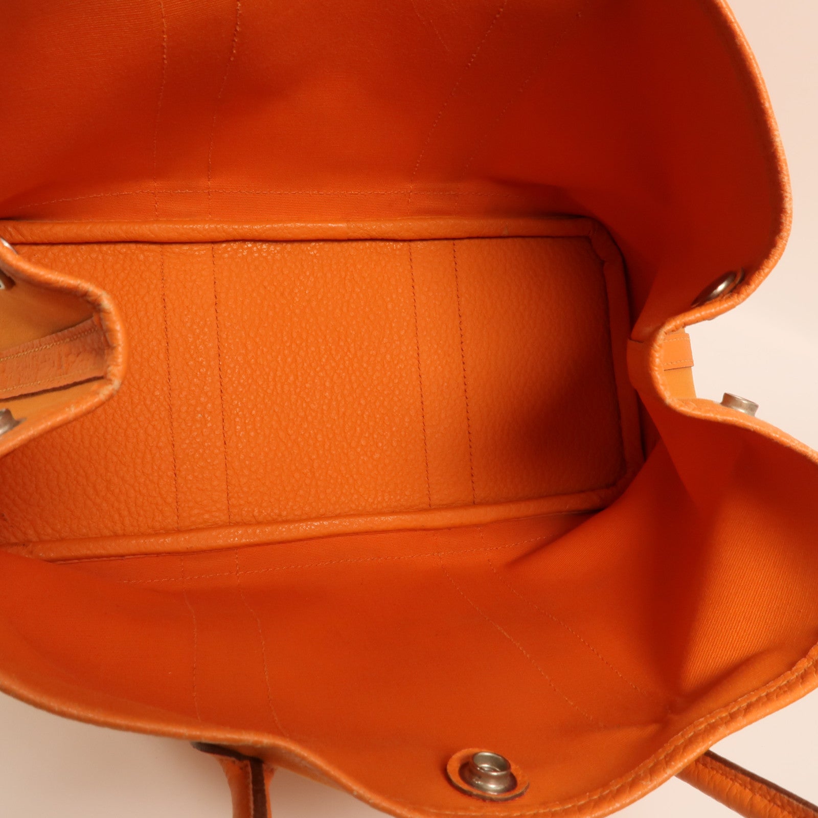HERMES 帆布Garden Party TPM銀扣手挽袋Orange