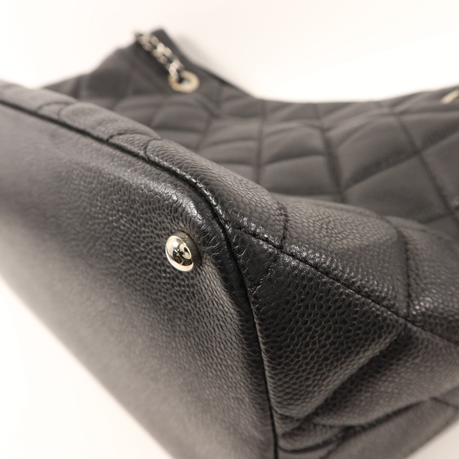 CHANEL 牛皮皮革Tote Bag銀扣鏈帶手挽袋