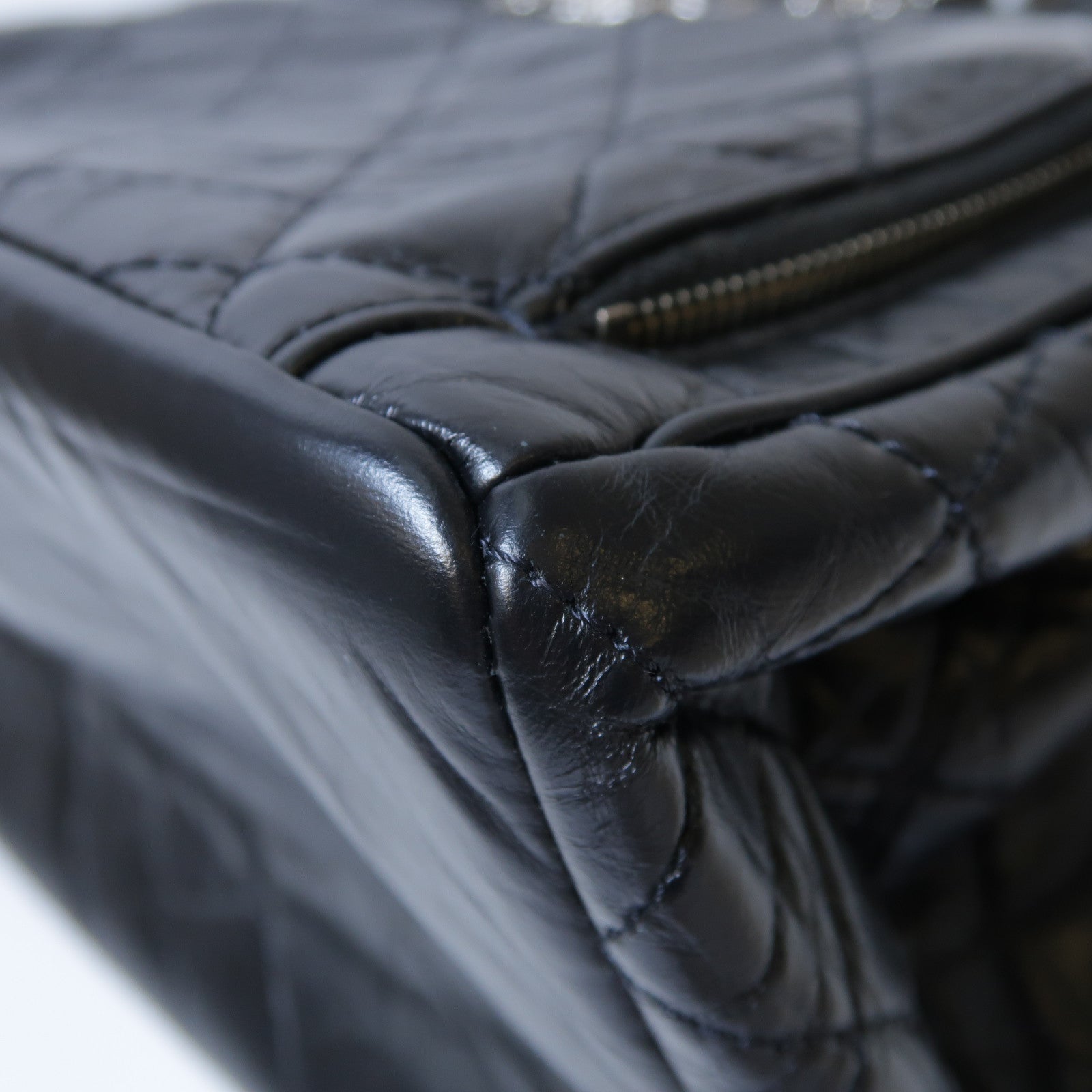 CHANEL 菱格牛皮皮革Shoulder Bag銀扣肩背袋黑色