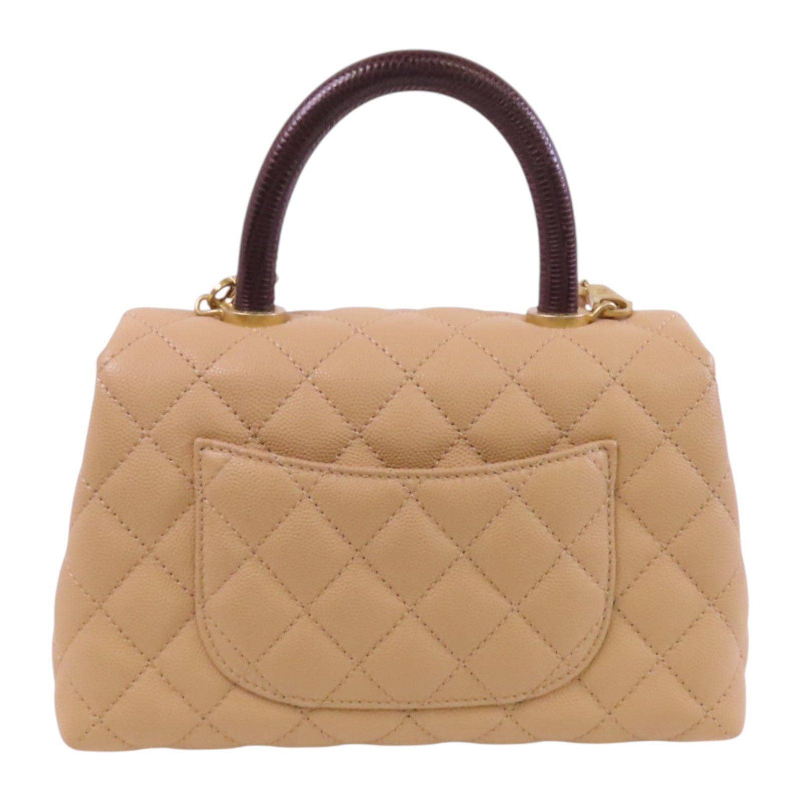 CHANEL 牛皮皮革/蜥蝪皮革Coco Handle金扣手挽肩背兩用袋