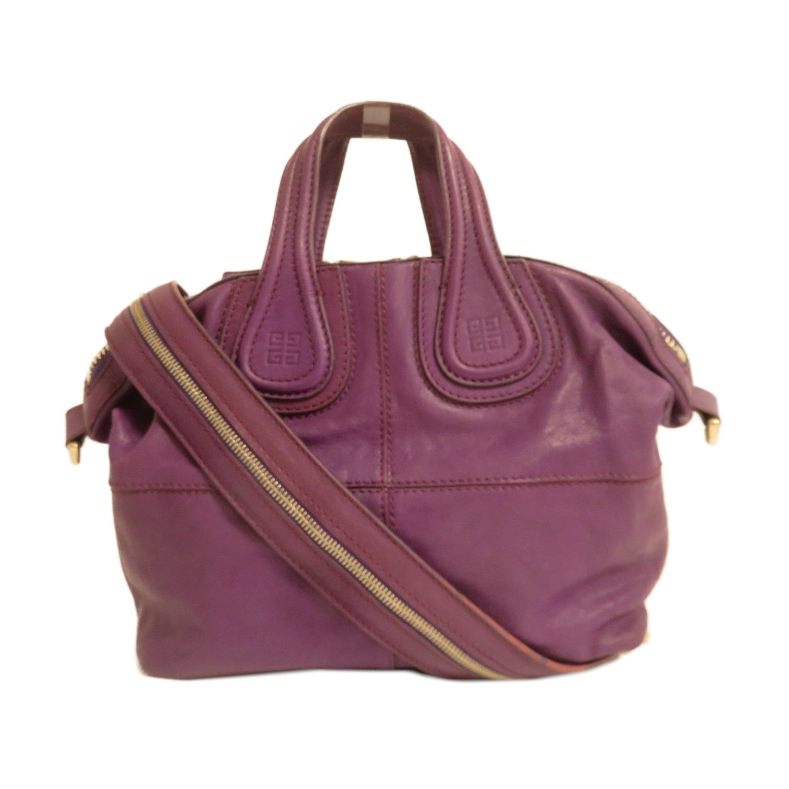 GIVENCHY 【激減優惠】牛皮皮革2Way Shoulder Bag金扣手挽肩背兩用袋紫色