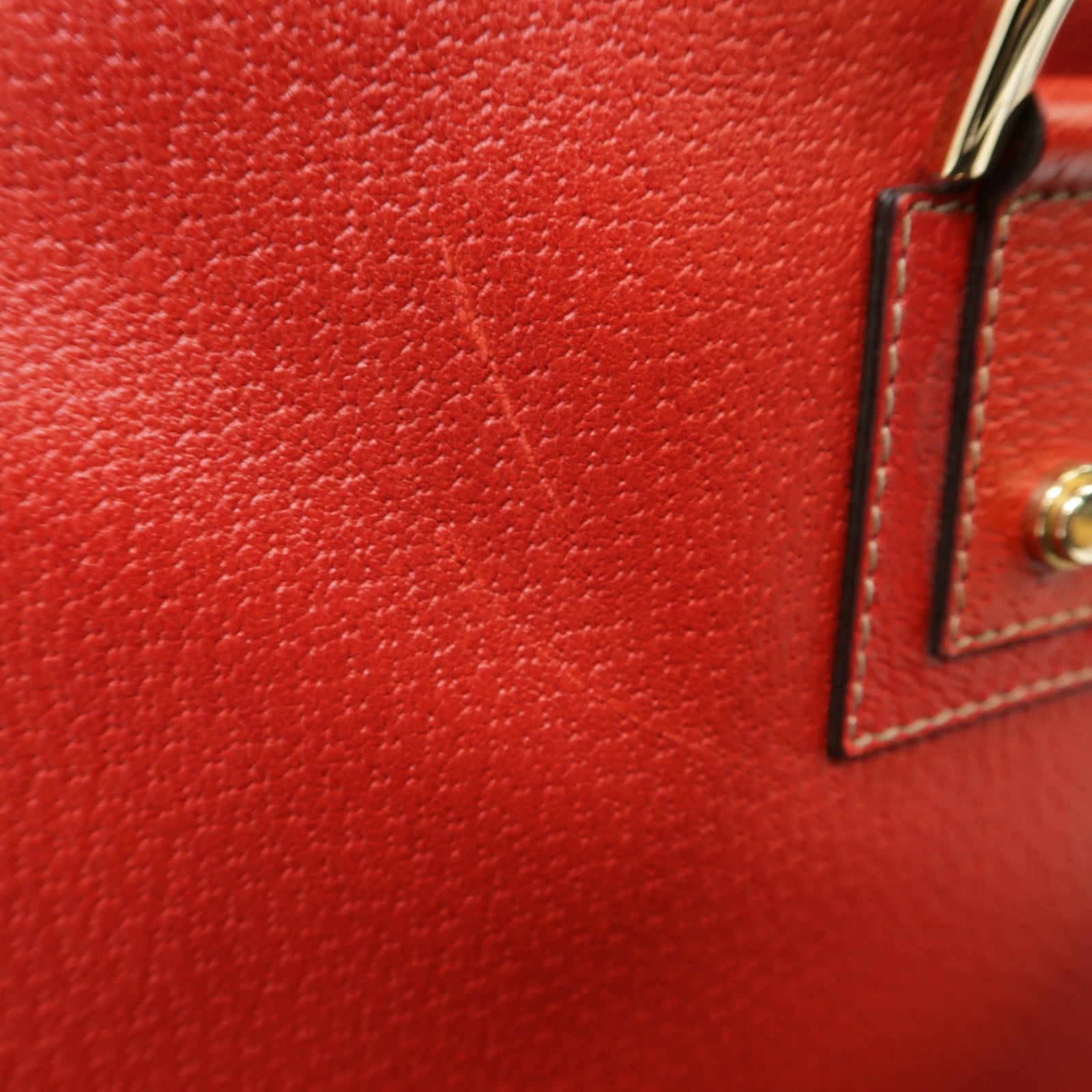 GUCCI 【清倉大減價】牛皮皮革Tote Bag金扣肩背袋紅色