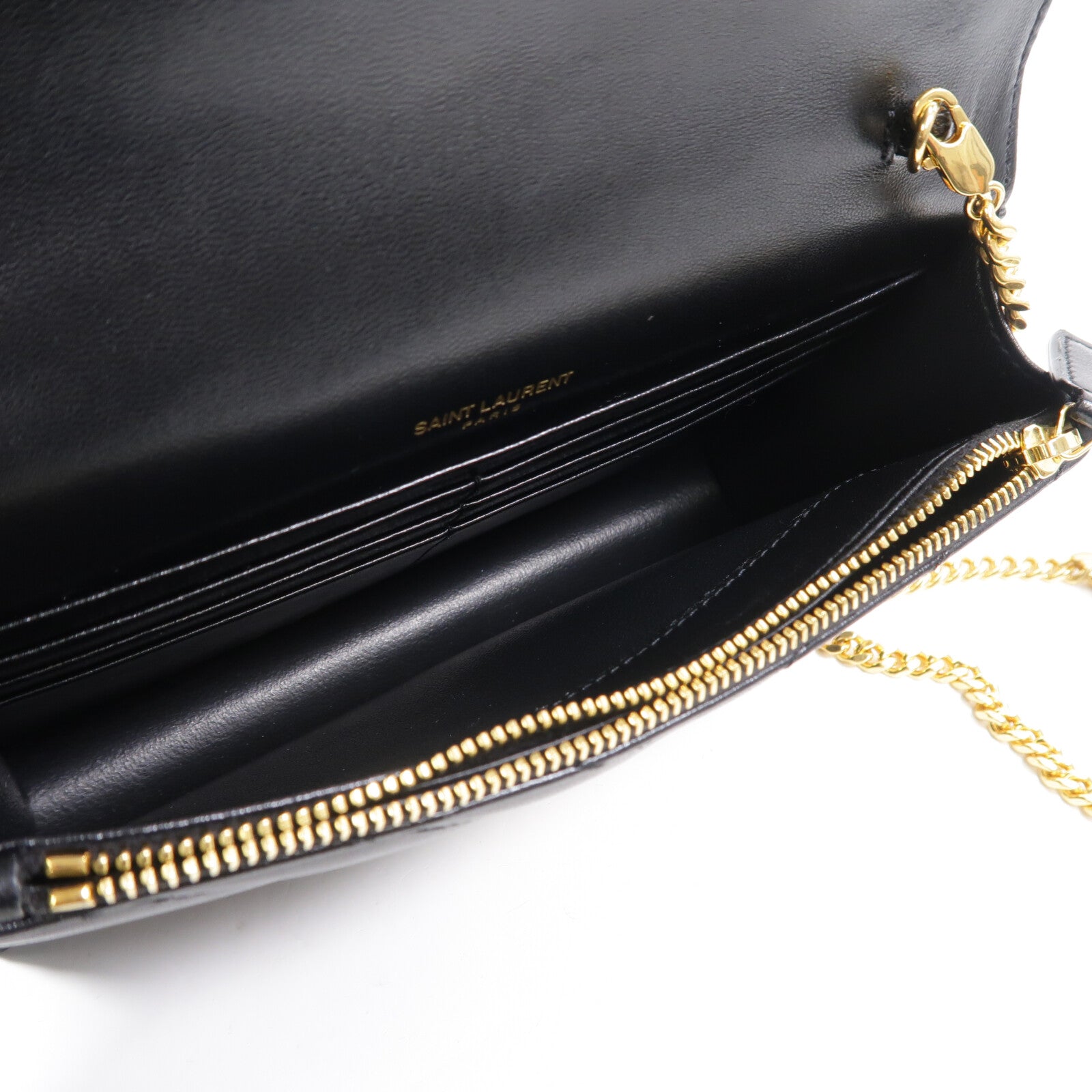 SAINT LAURENT 羊皮皮革Cassandre Wallet On Chain鏈帶肩背袋
