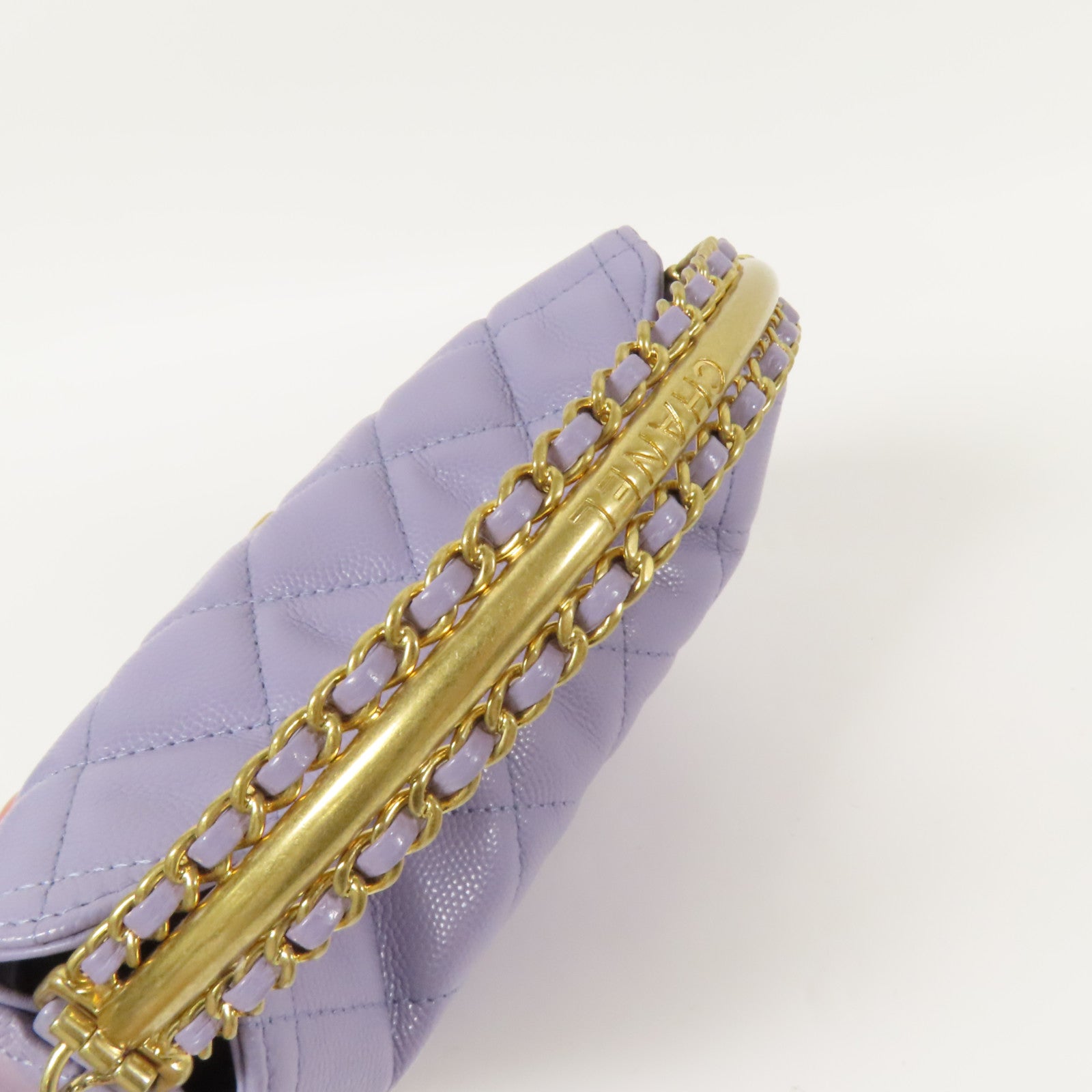 CHANEL 牛皮皮革Chain Shoulder金扣手挽肩背兩用袋