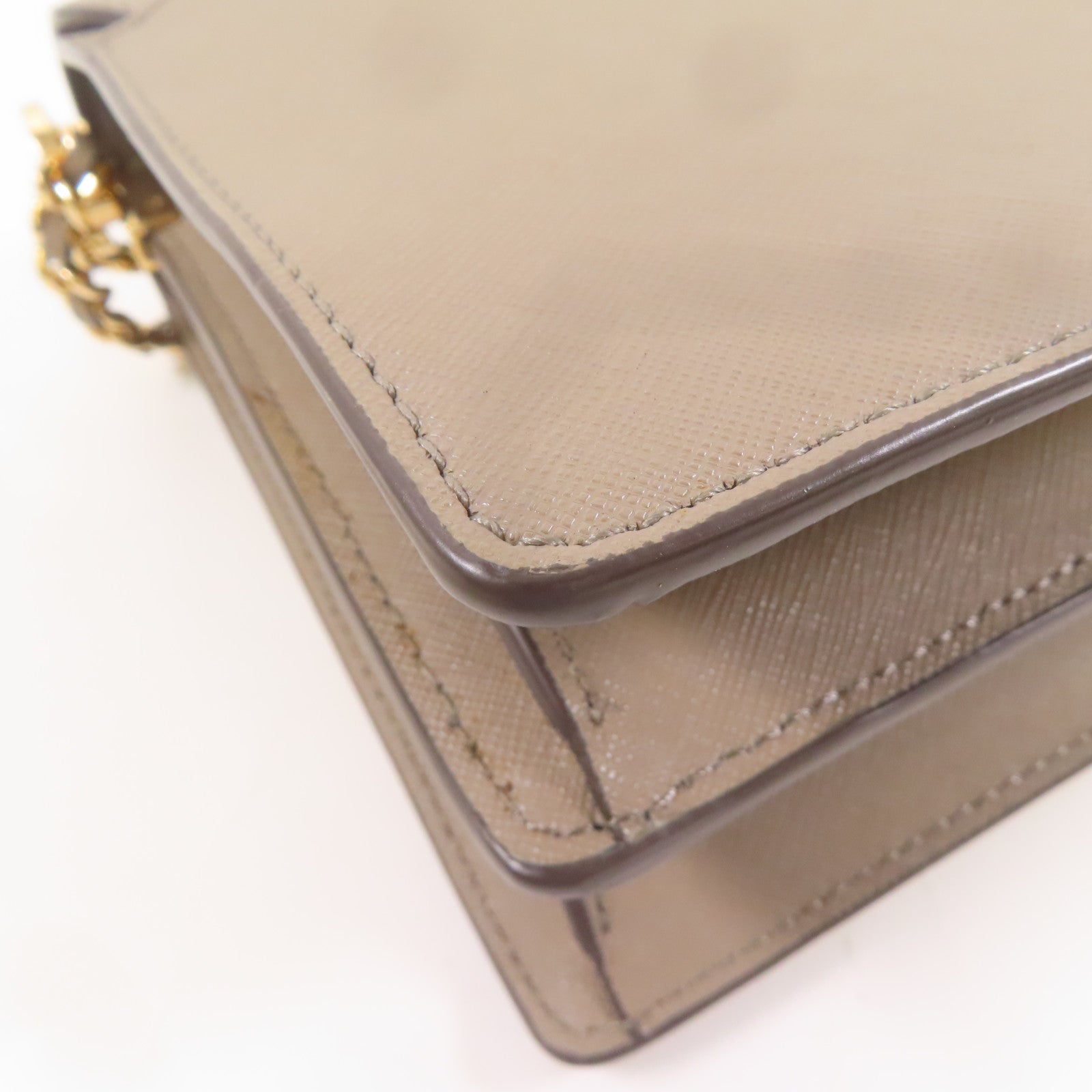 Tory Burch 牛皮皮革Shoulder Bag金扣肩背袋卡其色