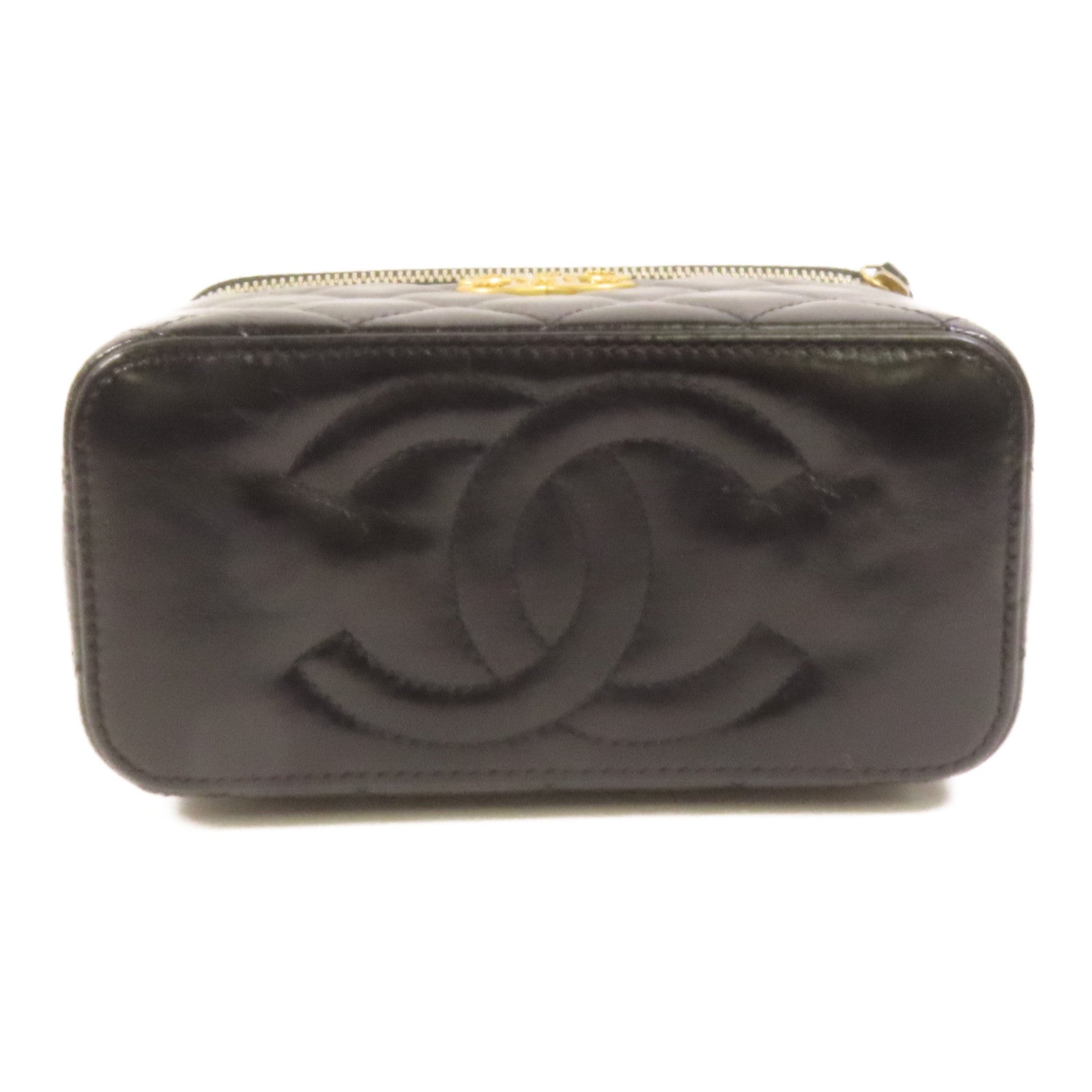 CHANEL 牛皮皮革Vanity Case金扣鏈帶肩背袋
