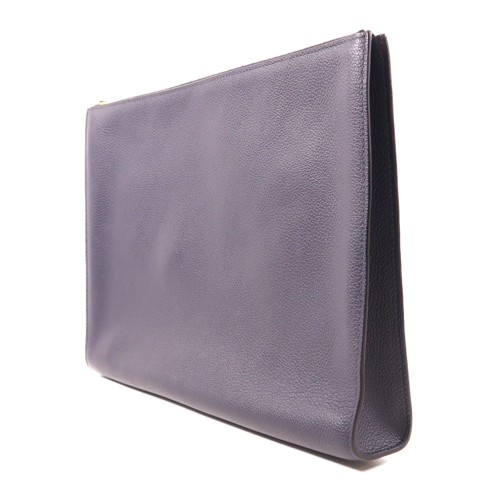 HERMES Evercolor皮革Zipengo GM金扣手拿包Bleu Nuit
