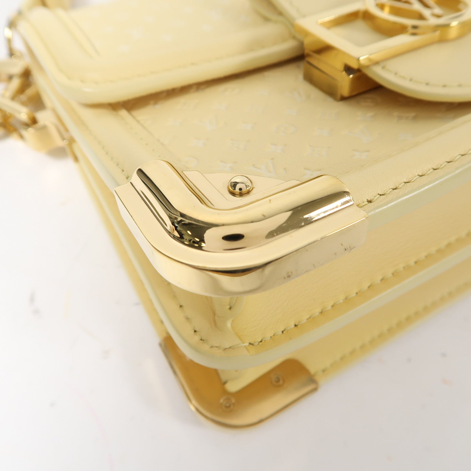 LOUIS VUITTON (PRICE DOWN) LV GHW Mini Dauphine Shoulder Bag M22597 Calfskin Leather Yellow
