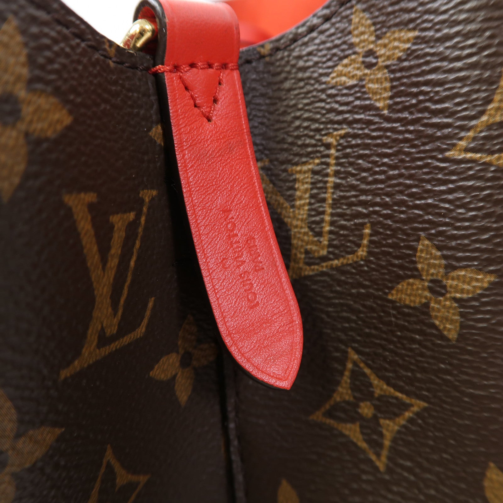 LOUIS VUITTON Monogram Neo Noe MM金扣肩背袋啡色/紅色
