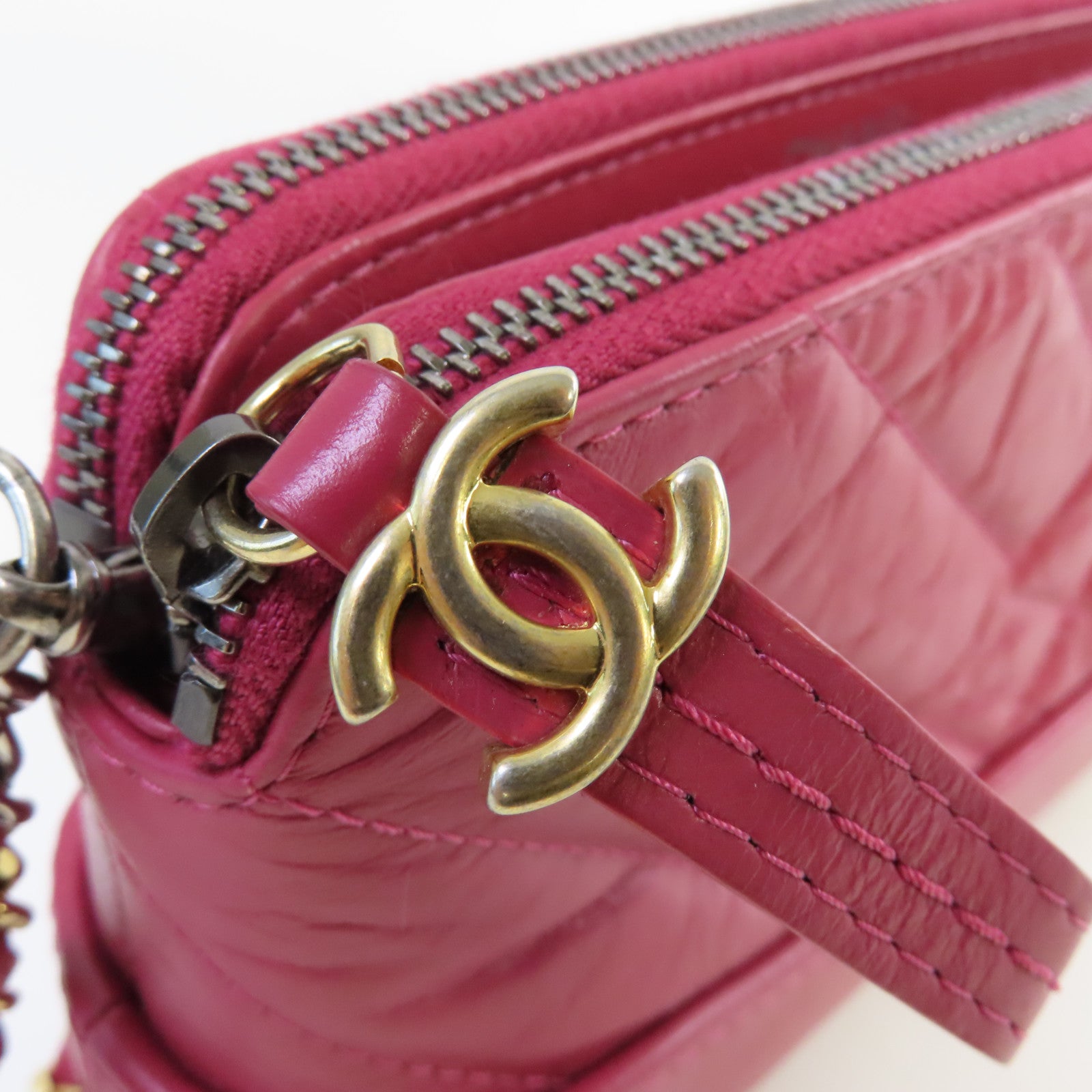 CHANEL 【激減優惠】菱格羊皮皮革Chain Shoulder Bag金扣鏈帶肩背袋酒紅色