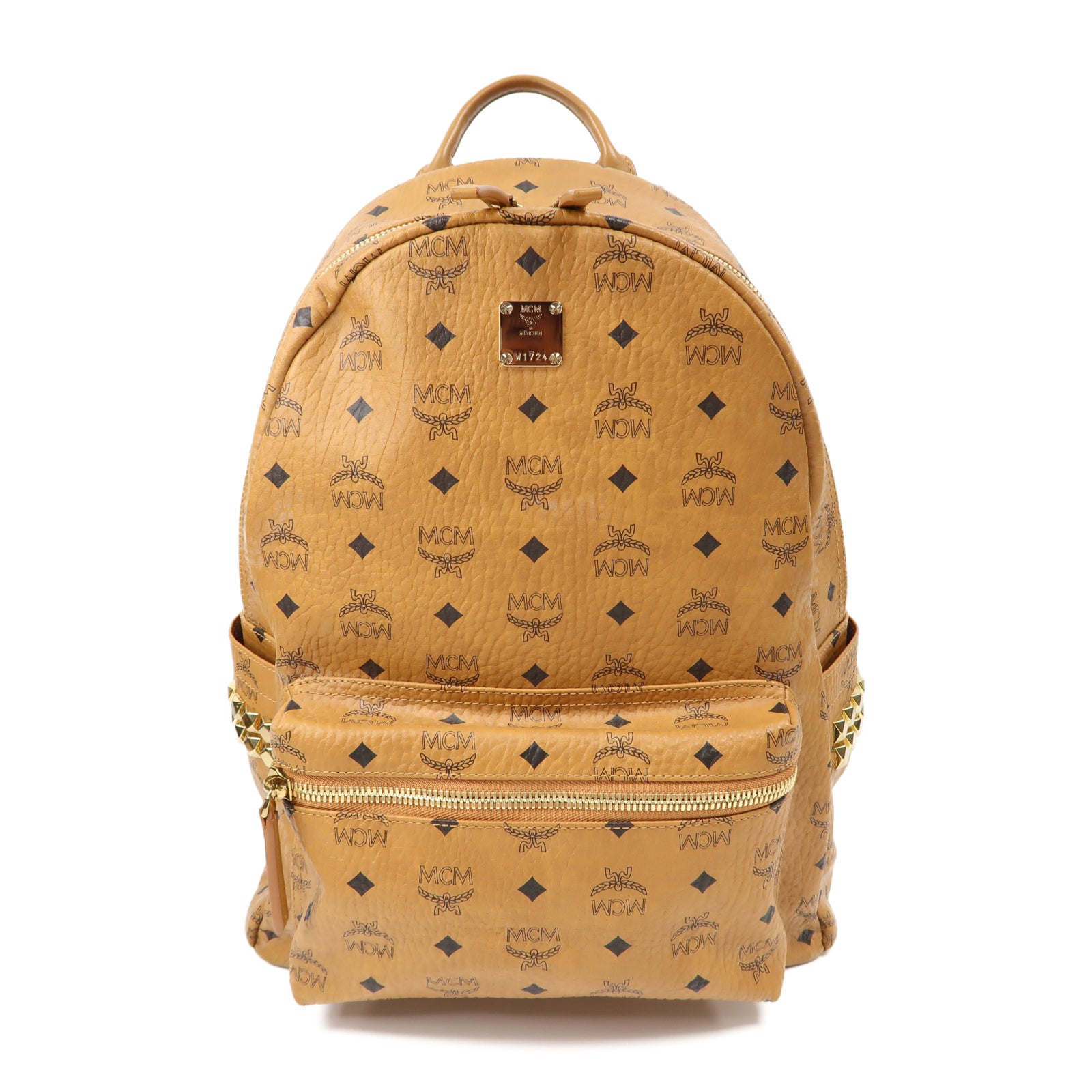 MCM 【激減優惠】塗層帆布Backpack金扣背包橙色