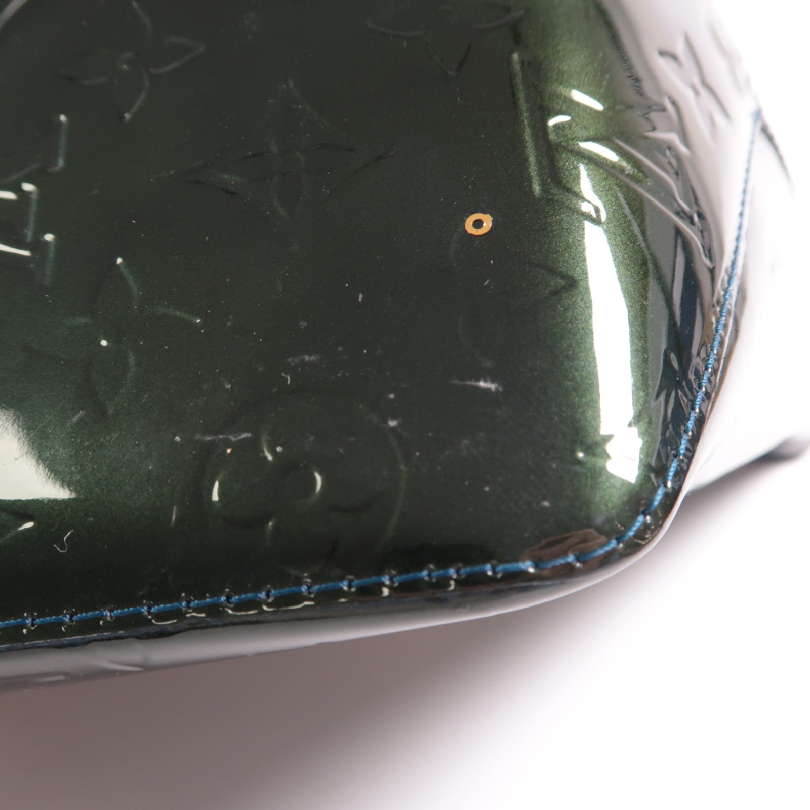 LOUIS VUITTON Monogram Vernis Bellevue PM金扣手挽袋綠色