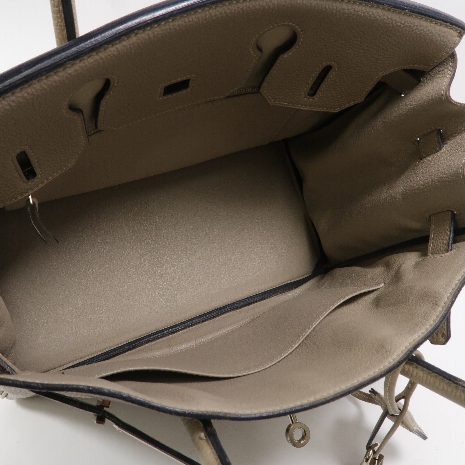 HERMES Clemence皮革Birkin 30手挽袋Gris Tourterelle