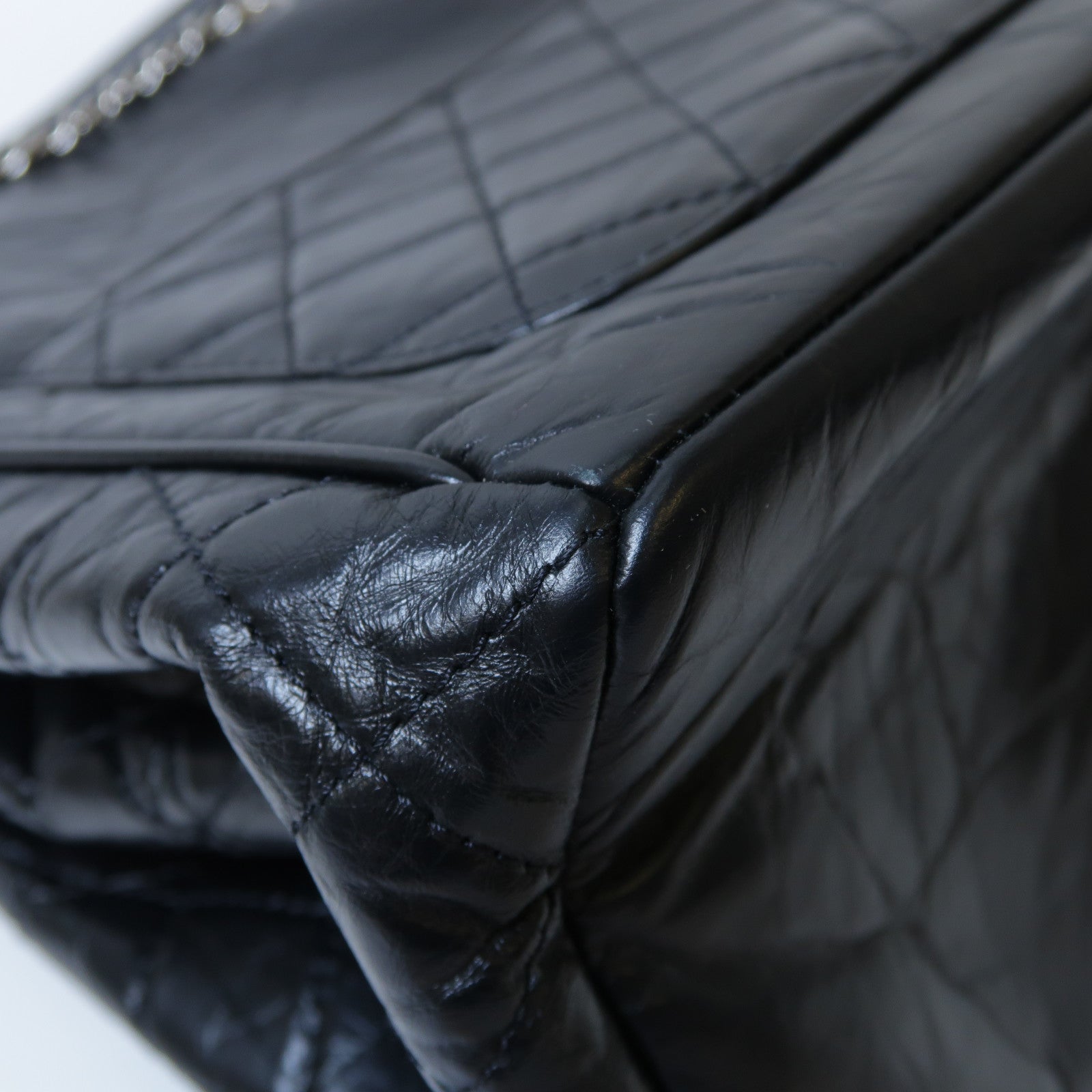 CHANEL 菱格牛皮皮革Shoulder Bag銀扣肩背袋黑色