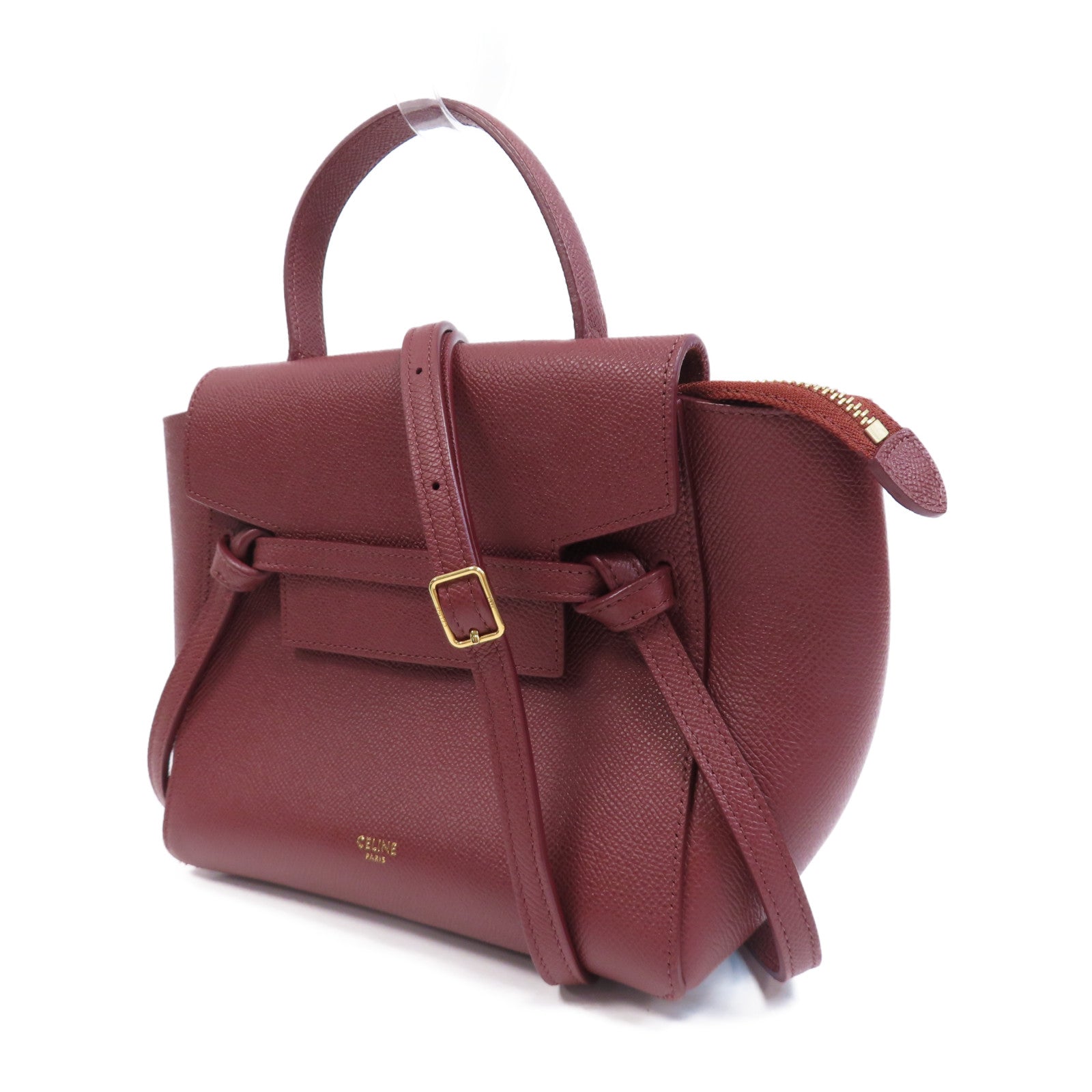 CELINE 牛皮皮革Nano Belt Bag金扣手挽肩背兩用袋紅色